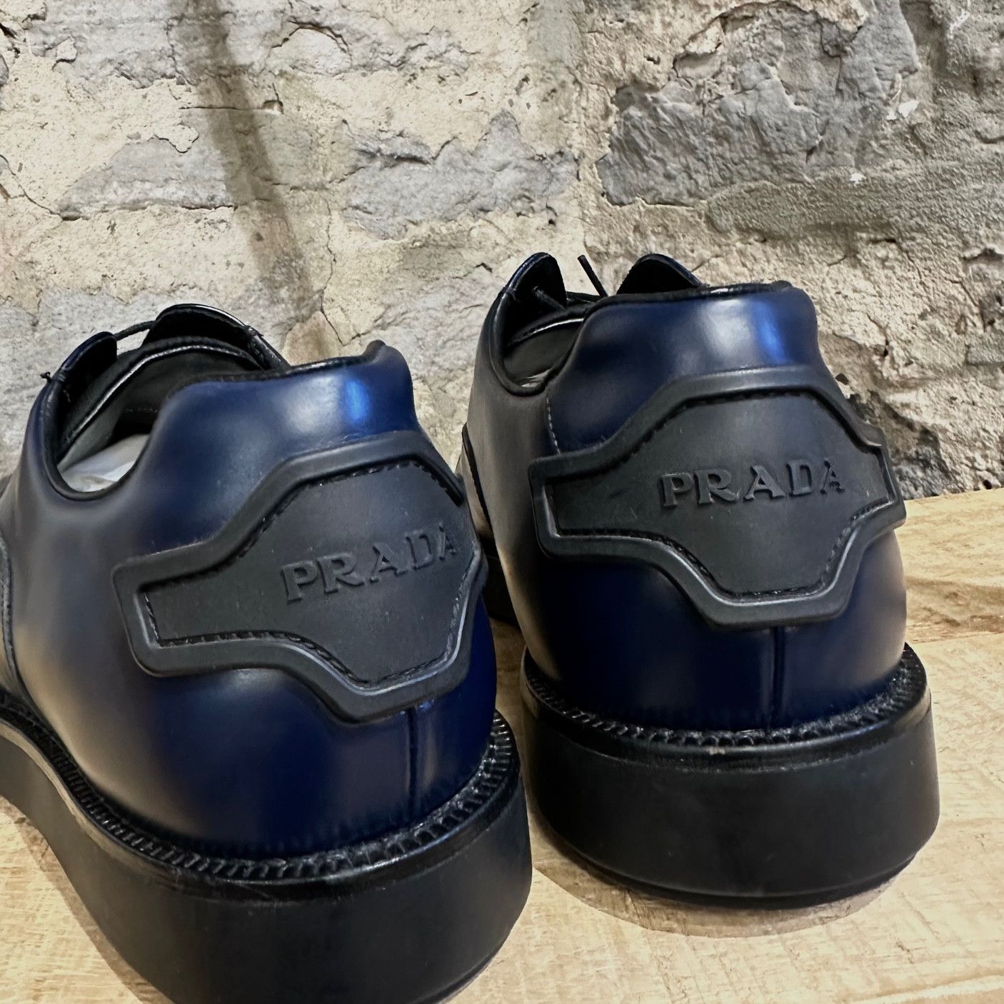 Prada Prada Navy Blue Lace-up Logo Platform Derby Shoes Size US 7 / EU 40 - 13 Thumbnail