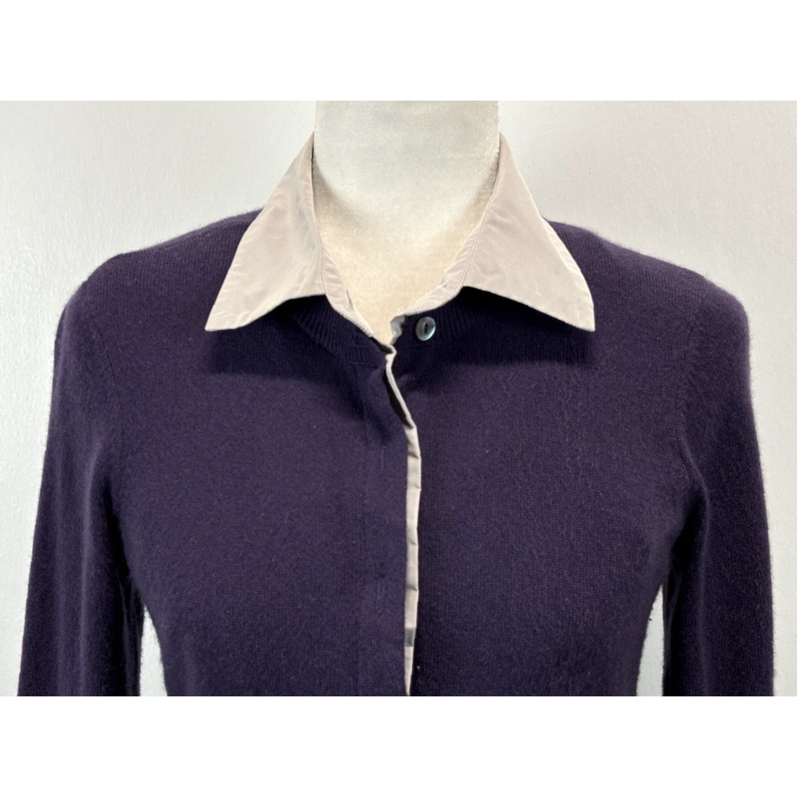 Vince Vince Cardigan Women Medium Purple 100% Cashmere Button-Front Long Sleeve Solid Size M / US 6-8 / IT 42-44 - 5 Thumbnail