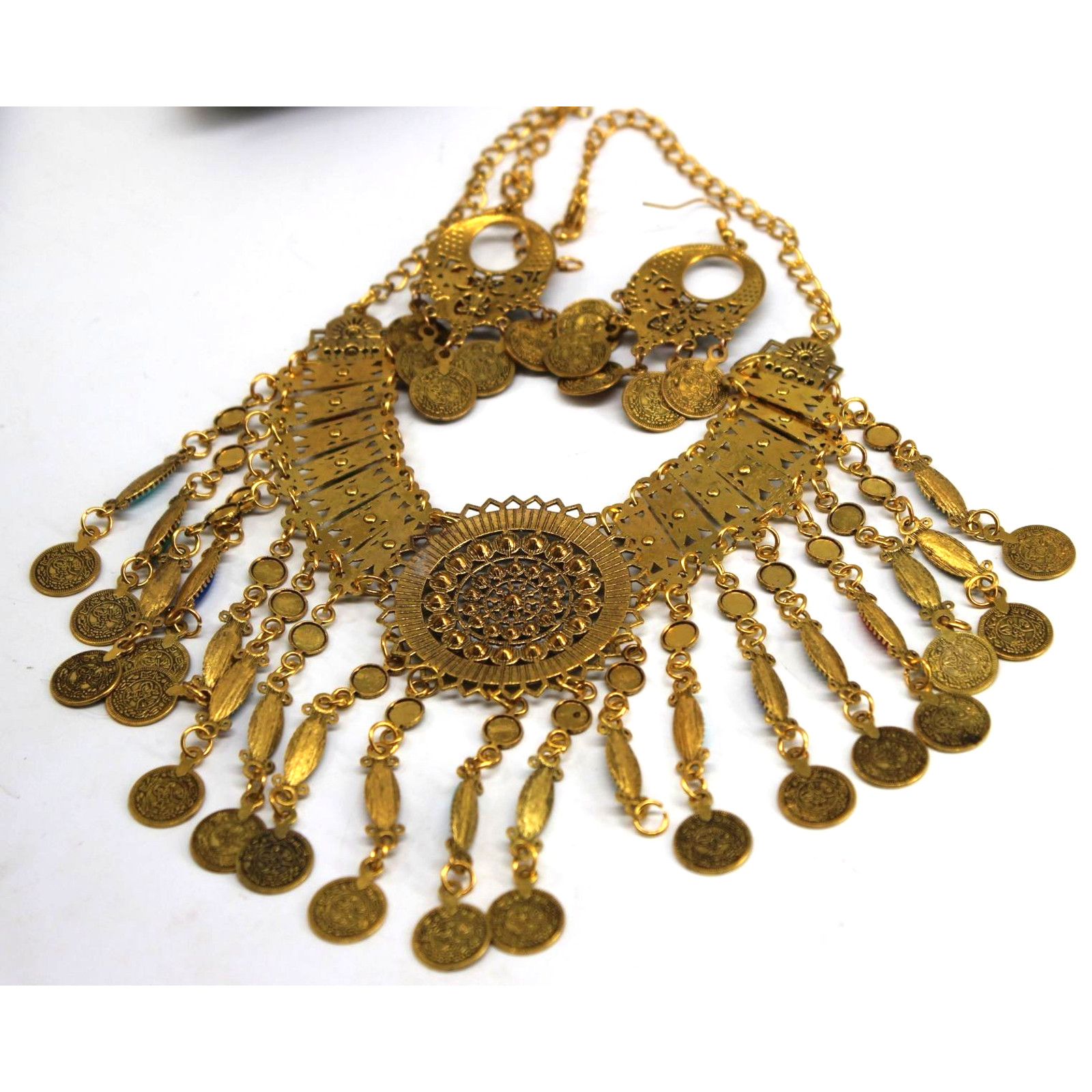 Other Spectacular Boho Gypsy Gold Tone Earring Necklace Set Size ONE SIZE - 3 Thumbnail