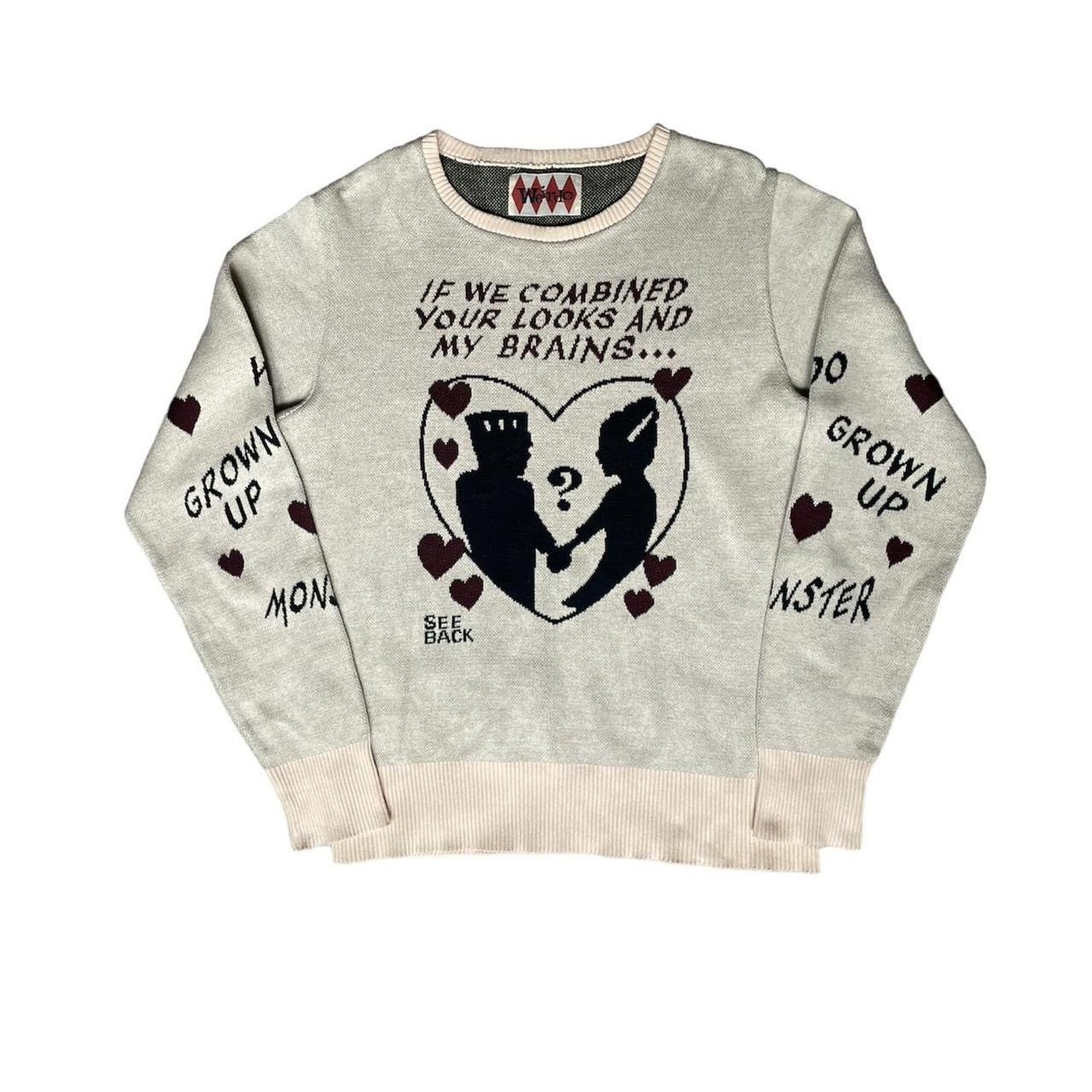 image of Archival Clothing Weirdo Sweater in White, Men's (Size Small)