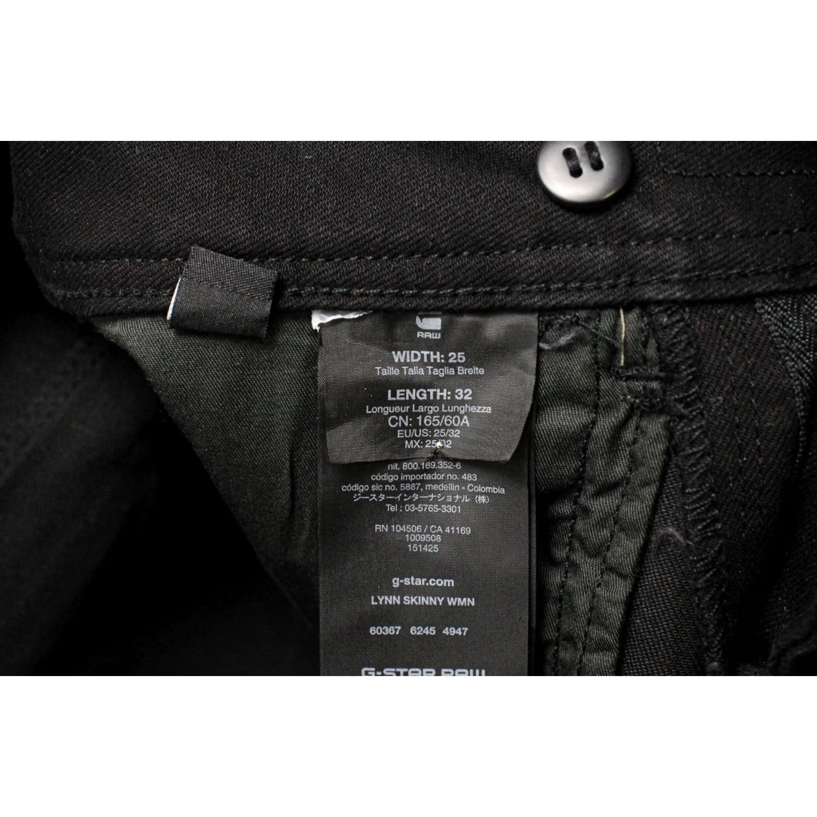 G-Star G-STAR Lynn Skinny Jeans Women's W25/L32 Black Pockets Wax Look Zip Fly Stretch Jeans Size 42" / US 20 - 6 Thumbnail