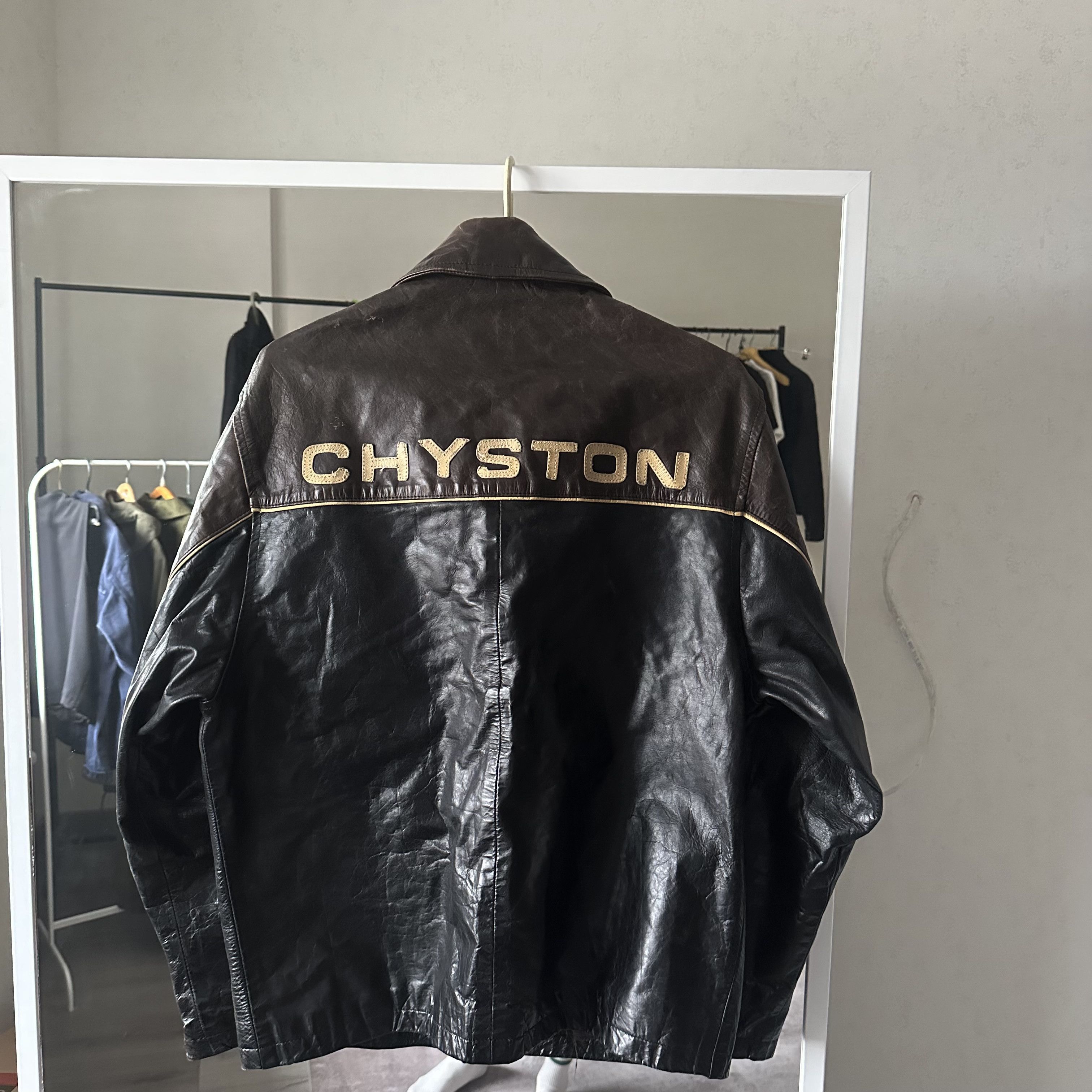 Vintage CHYSTON Avant garde Genuine Leather Brown Vintage Jacket Size US L / EU 52-54 / 3 - 1 Thumbnail
