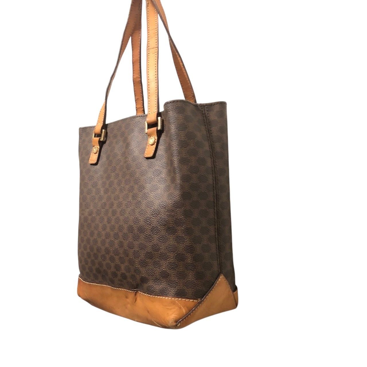 Celine × Vintage Vintage Celine Macadam Shoulder Tote Bag Leather Beige Size ONE SIZE - 3 Thumbnail