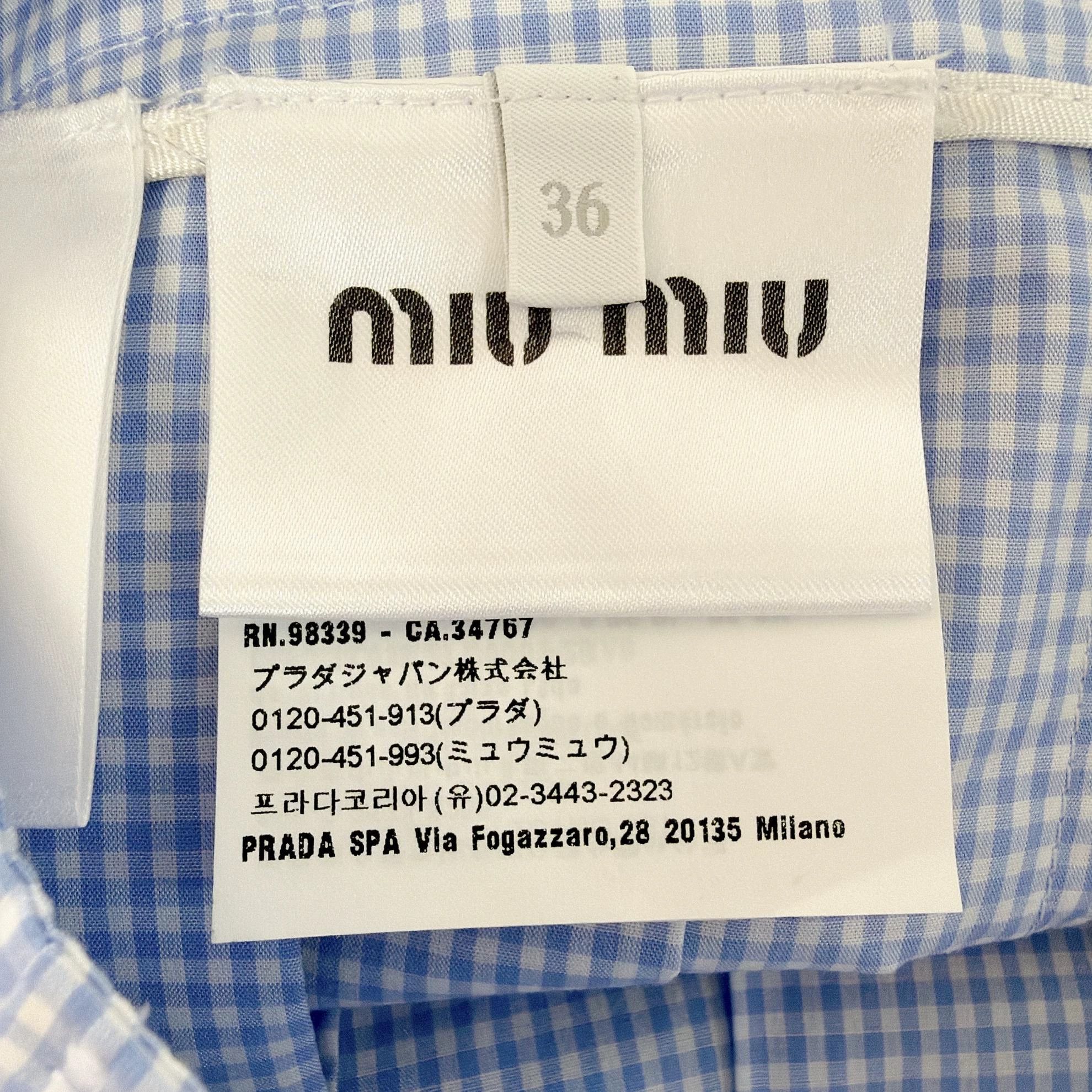 Miu Miu MIU MIU Women's Blue Checked Pleated Mini Skirt 36 Size 25" / US 0 / IT 36 - 8 Thumbnail