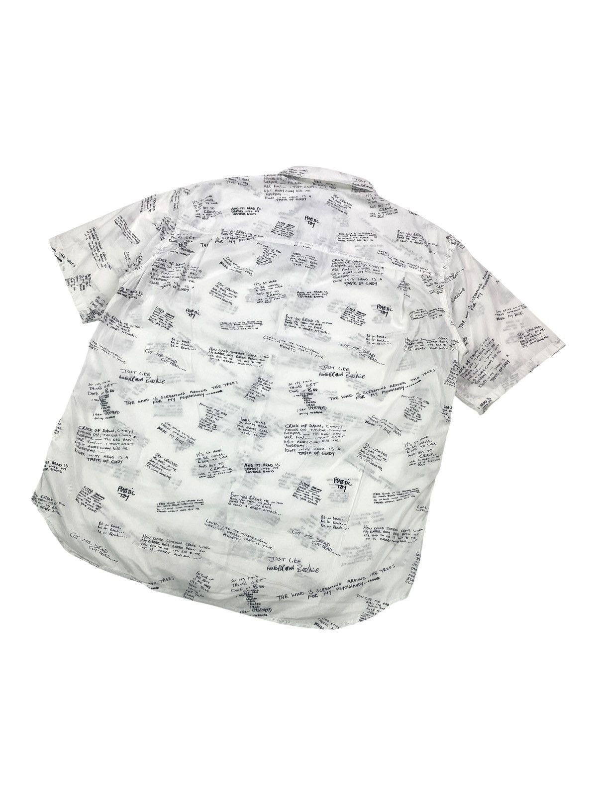 Undercover SS14 "GODOG" - Scribbled Lyrics Button Up T-shirt Size US M / EU 48-50 / 2 - 4 Thumbnail