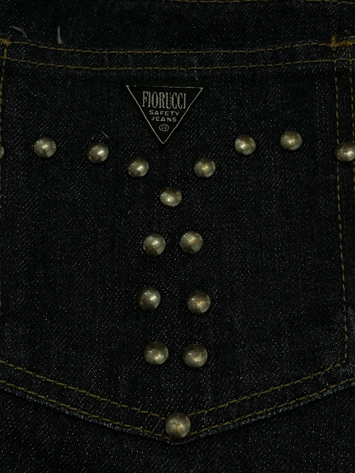 Designer × Fiorucci × Vintage Vintage Og 90s Designer Fiorucci Safety Flared Studded Denim Size US 26 / EU 42 - 15 Thumbnail