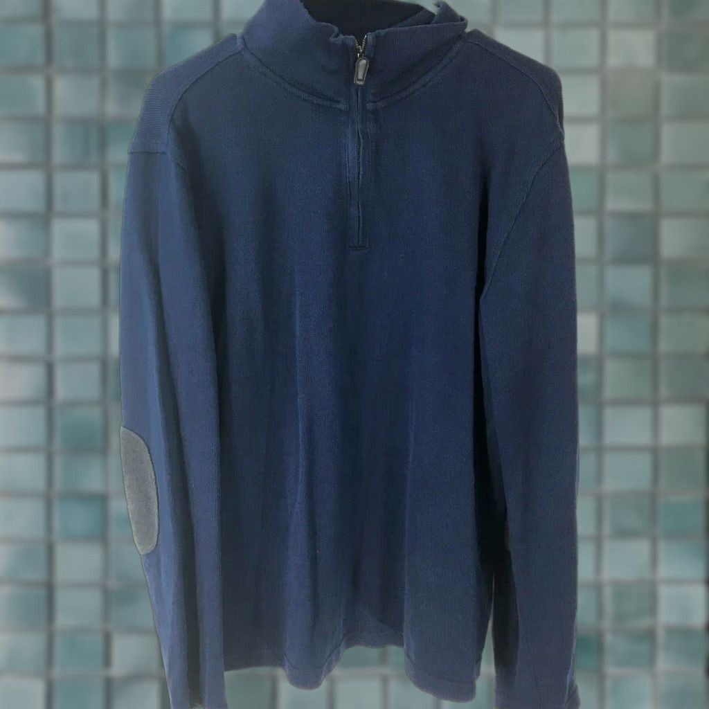 Banana Republic Banana Republic Mens Sweater Pullover Mock Neck Elbow Patches 1/4 Zip Blue Adult Large Mens Size US L / EU 52-54 / 3 - 1 Thumbnail