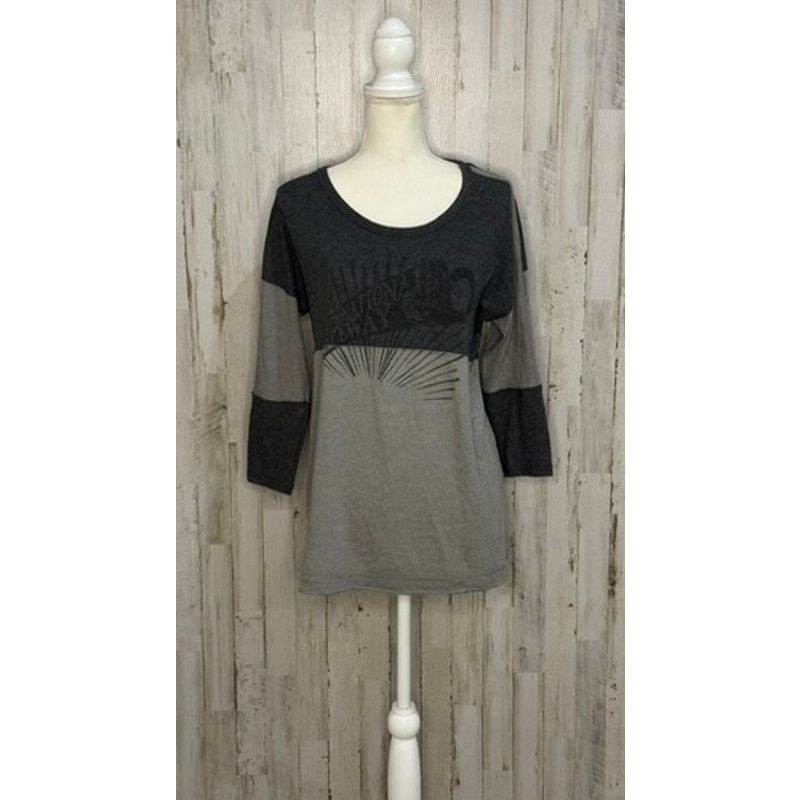 Free People We The Free Women's Gray Colorblock 3/4 Sleeve Blouse Small Size S / US 4 / IT 40 - 1 Thumbnail