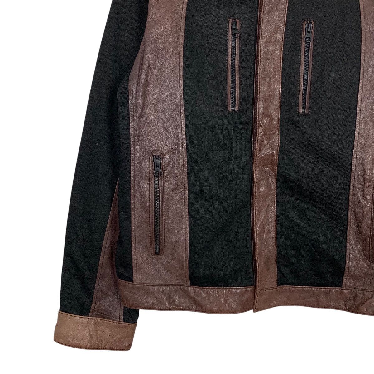 Japanese Brand Y2K MOVEMENT CULTURE Hybrid Leather Jacket #2723-C122 Size US S / EU 44-46 / 1 - 3 Thumbnail
