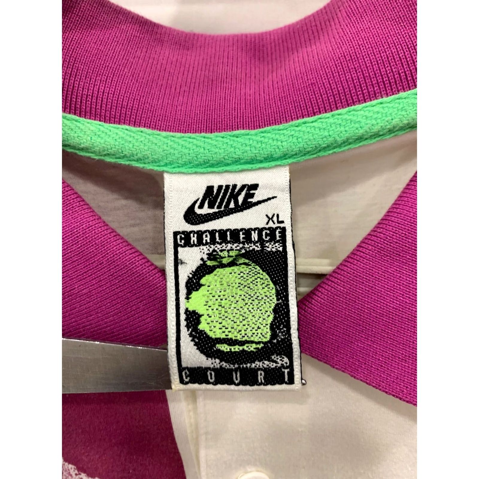 Nike VINTAGE Nike Challenge Court Polo Shirt XL Mens 90s Agassi White Purple Teal Abstract #83 Size US XL / EU 56 / 4 - 3 Thumbnail