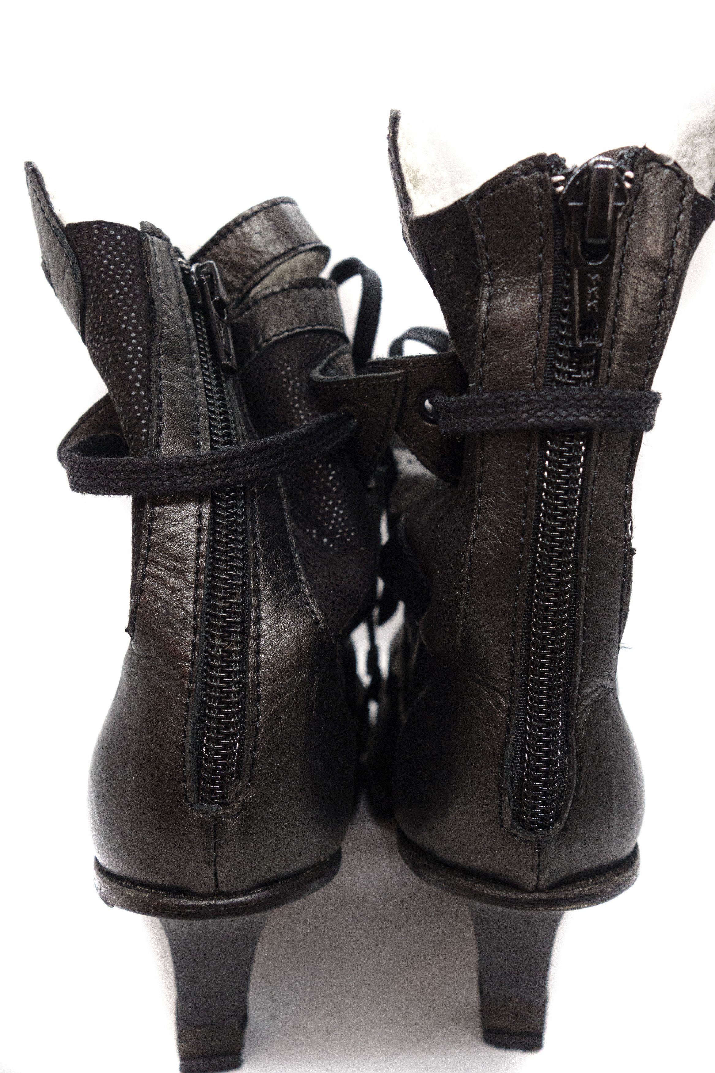 Marithe + Francois Girbaud 00S Gladiator Healed Leather Boots Vintage Size US 6.5 / IT 36.5 - 3 Thumbnail