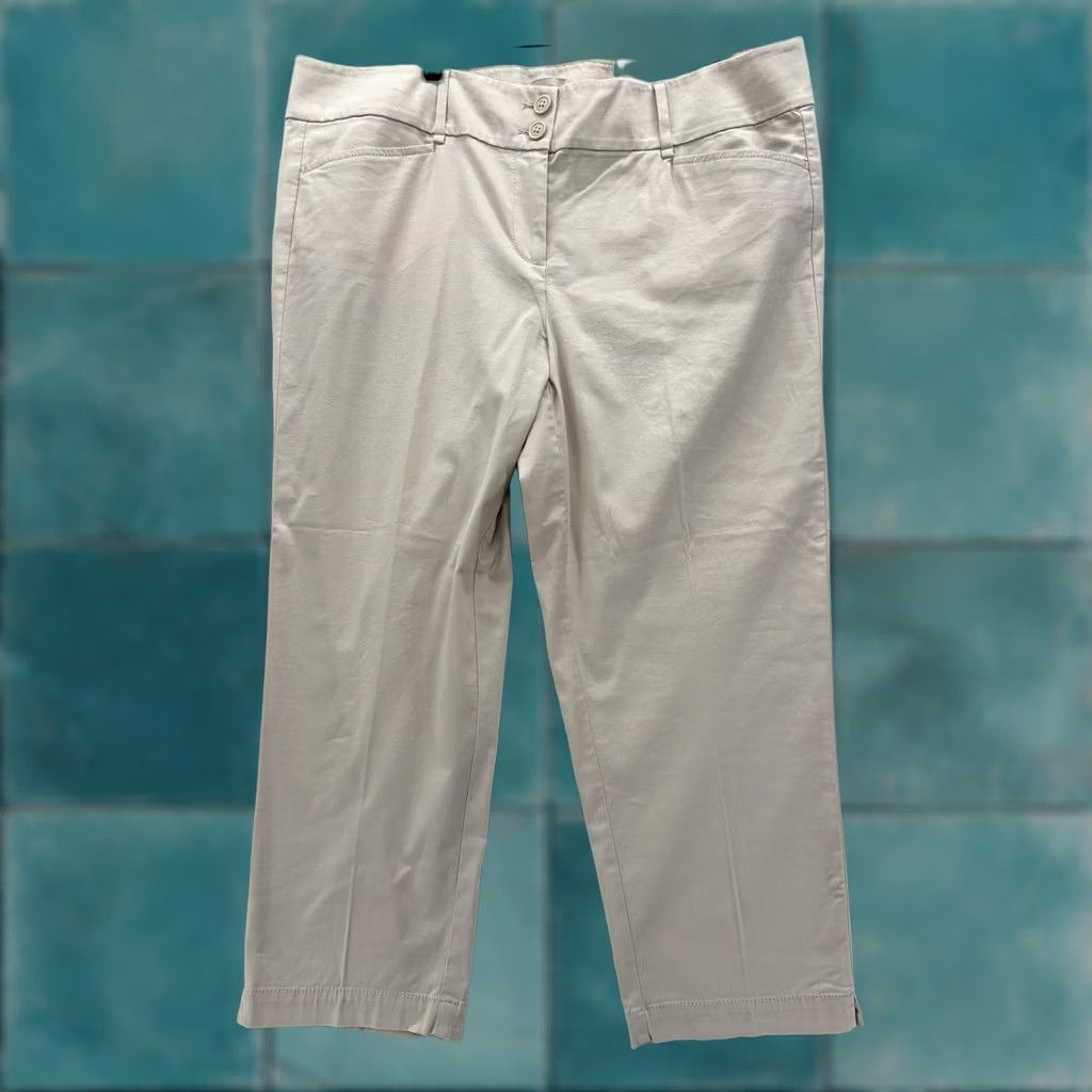 Loft LOFT Beige Crop Pants Womens 14 Twill Stretch Straight Leg NWT Casual Workwear Pockets Zip Front Flat Front 24in Inseam Regular Size 36" / US 14 / IT 50 - 1 Thumbnail