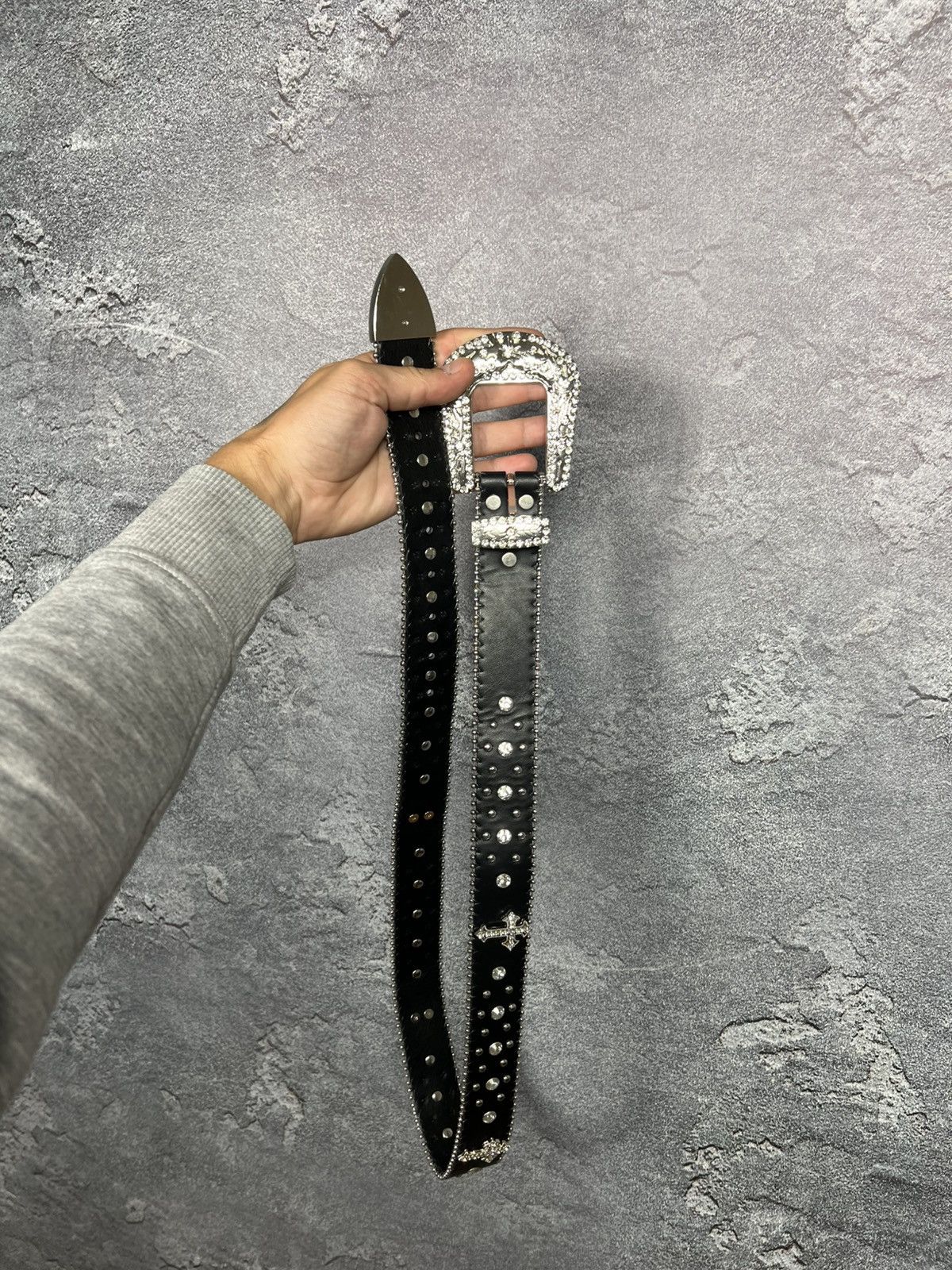 Vintage B.B Simon Style Vintage Western Leather Belt With Cross Size ONE SIZE - 12 Thumbnail
