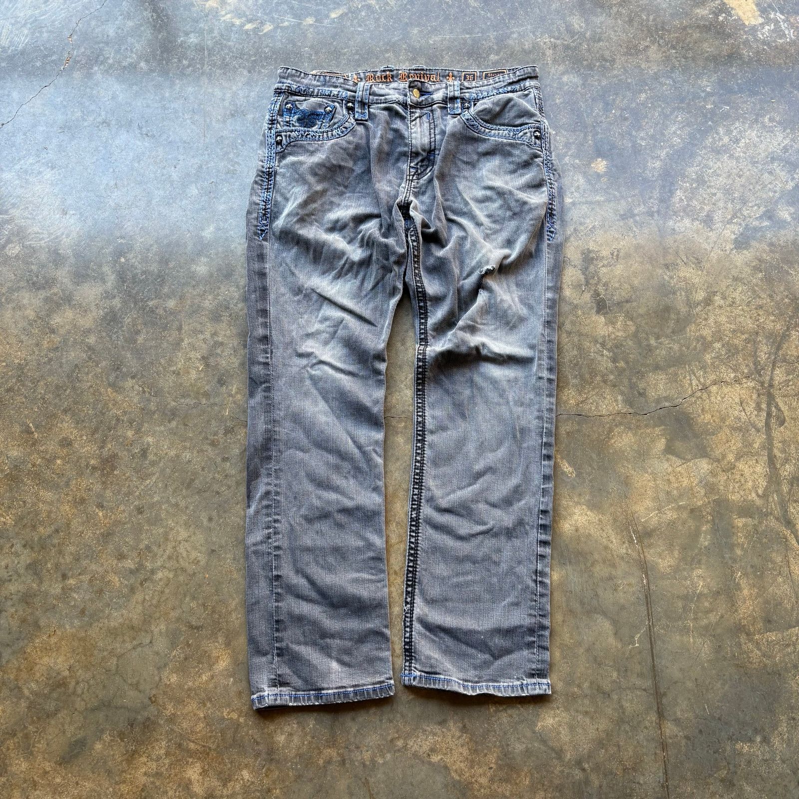 Rock Revival Vintage y2k Faded Grey Rock Revival Blue Jeans Size US 36 / EU 52 - 3 Thumbnail