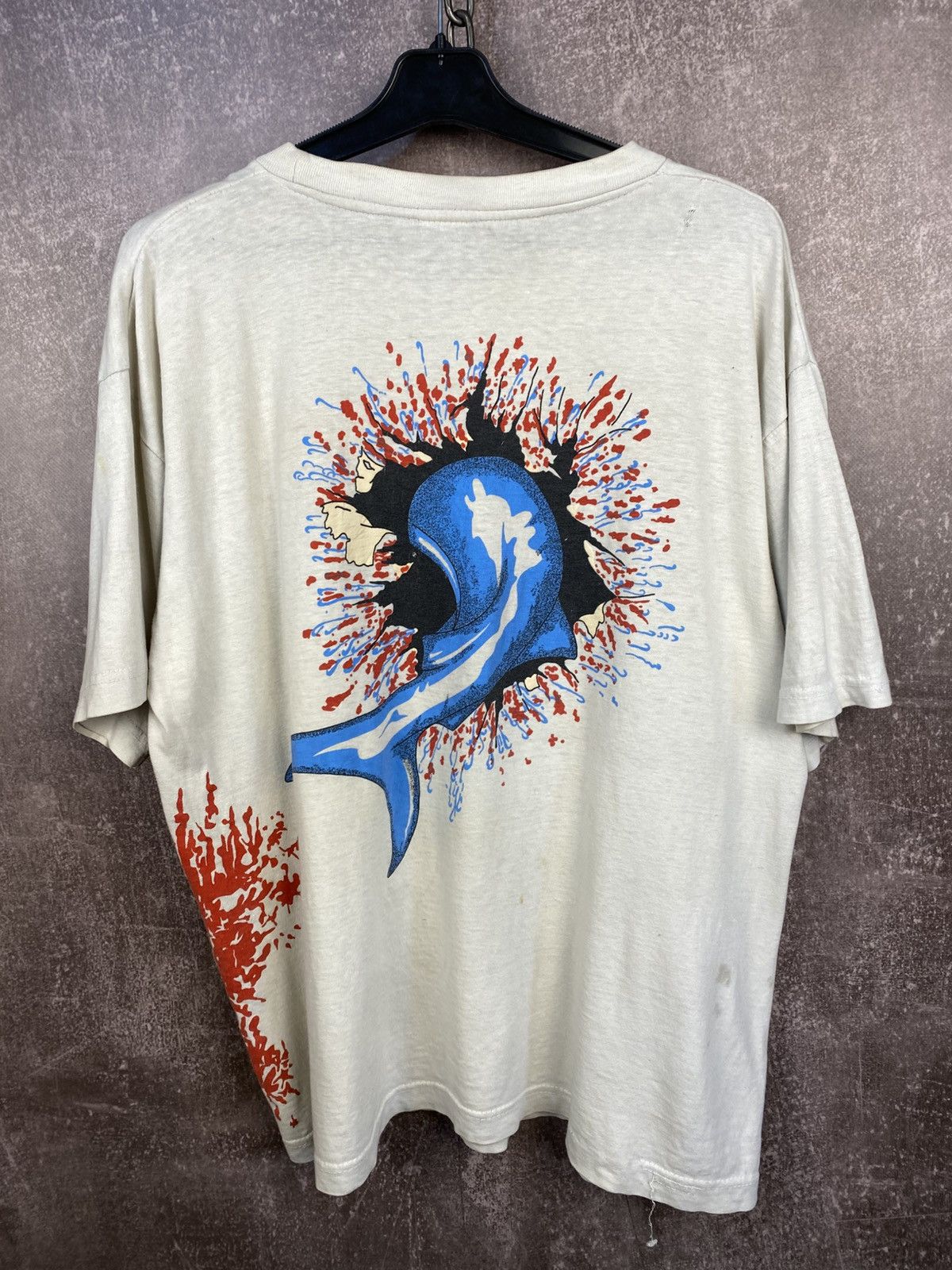 Vintage 80s Vintage Shark Attack 3D Bite Art Single Stitch Tees Size US S / EU 44-46 / 1 - 2 Thumbnail