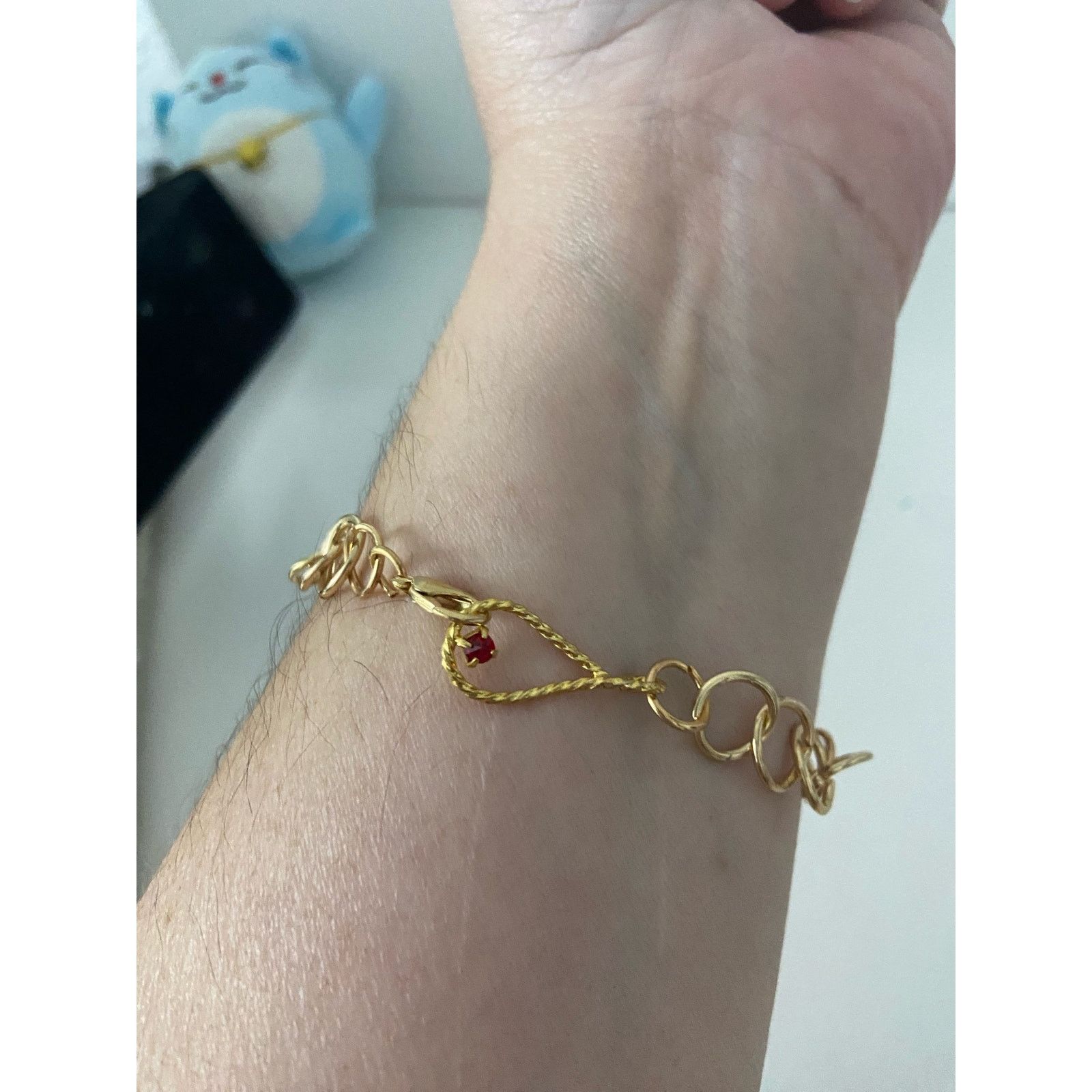 Handmade Handmade gold tone round link bracelet Size ONE SIZE - 2 Thumbnail