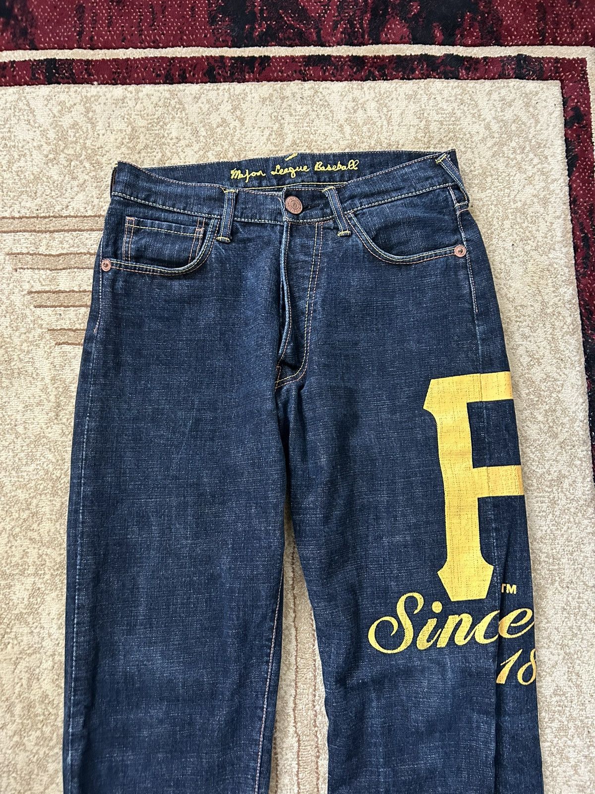 MLB × Vintage Vintage MLB Pittsburgh Pirates Selvedge Denim Jeans Size US 32 / EU 48 - 3 Thumbnail