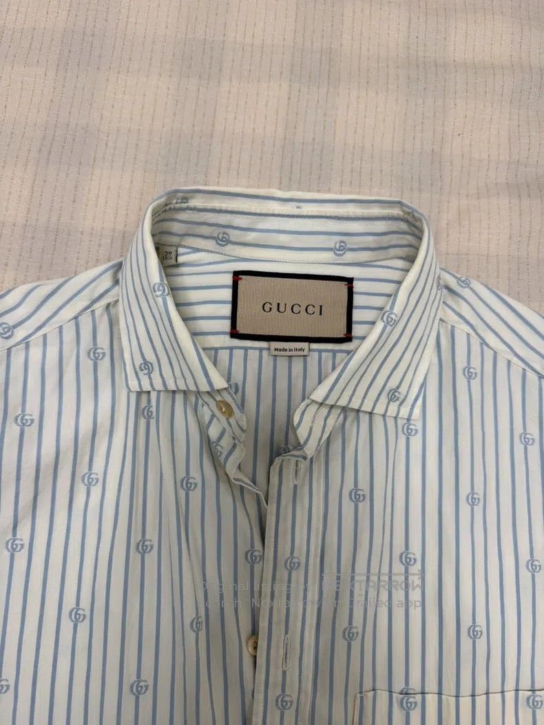 Gucci Gucci Size39 White striped full-print logo long-sleeved shi Size US XXS / EU 40 - 3 Thumbnail