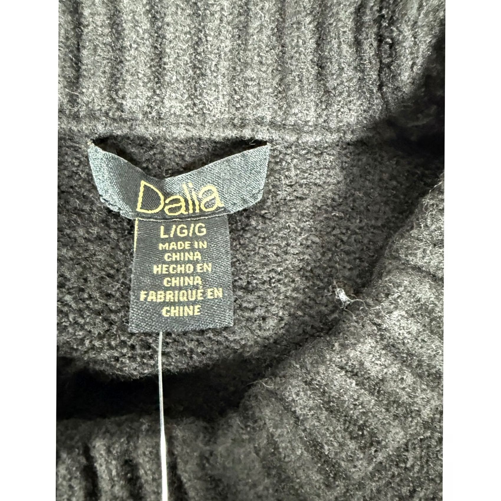 Vintage Dalia Sweater Dress Black Knit Midi Mock Neck Long Sleeve Wool Blend 80s Womens Size L / US 10 / IT 46 - 6 Thumbnail