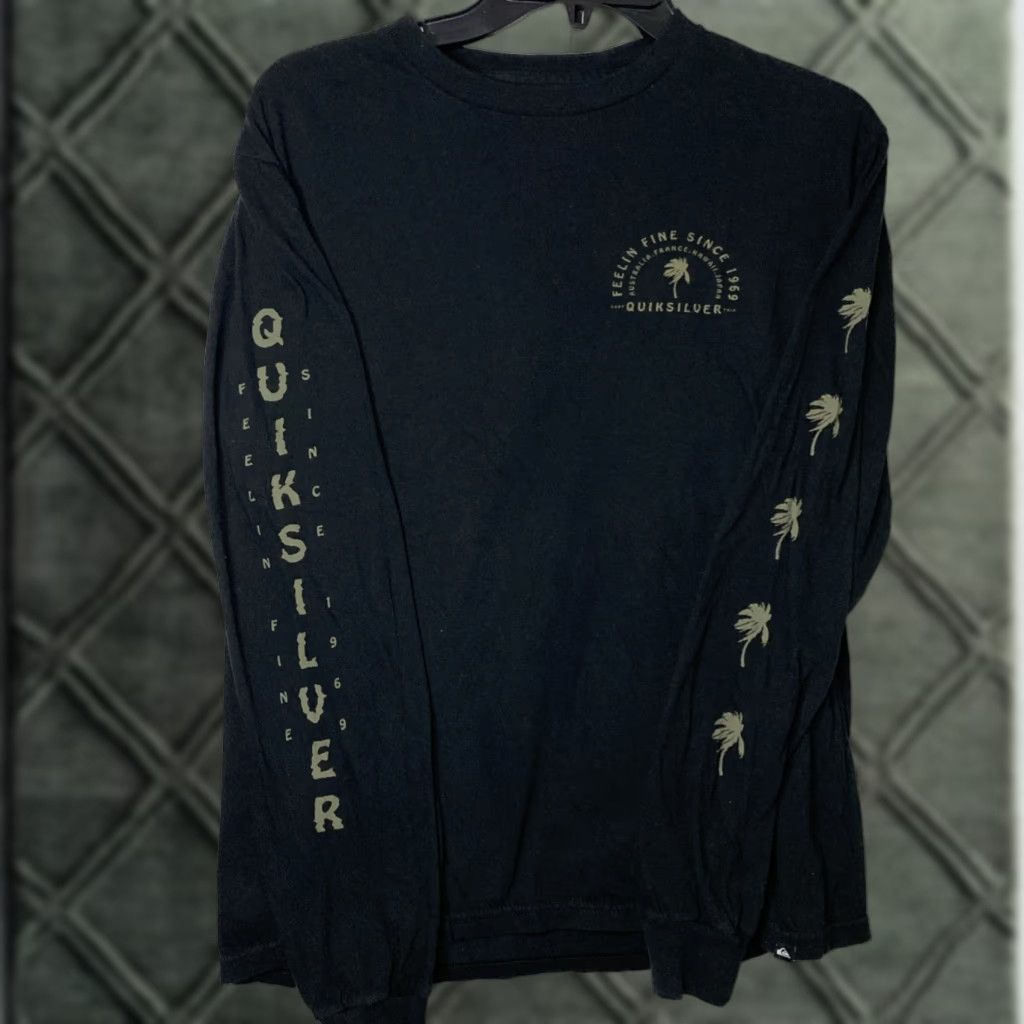 Quiksilver Quicksilver Long Sleeve Shirt Mens Small Palm Trees Spell Out Surf Black S Size US S / EU 44-46 / 1 - 1 Thumbnail