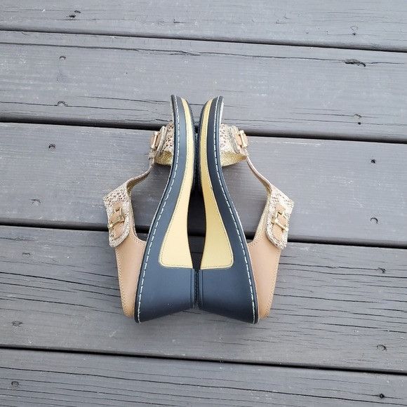 Other Alegria Lara Posh Gold Snakeskin Print Leather Sandals Size US 9.5 / IT 39.5 - 4 Thumbnail