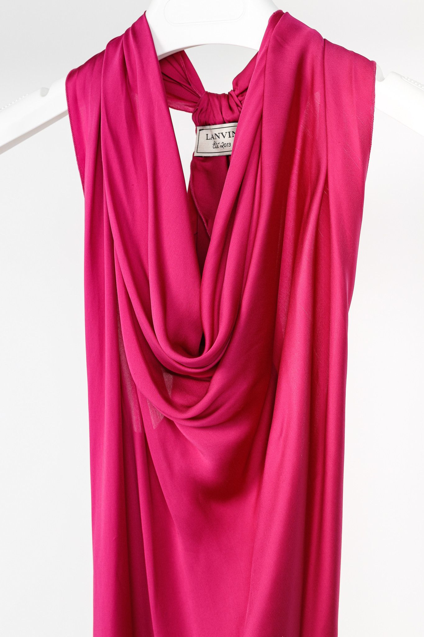 Lanvin Lanvin SS/13 Fuchsia Silk Charmeuse Cowl-Neck Blouse Size M / US 6-8 / IT 42-44 - 3 Thumbnail