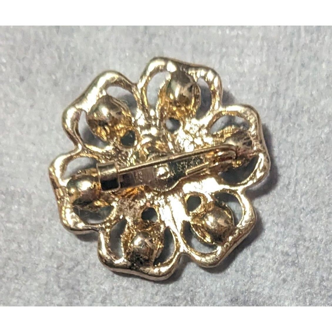 Other Vintage Floral Blue And Gold Tone Rhinestone Brooch Size ONE SIZE - 6 Thumbnail