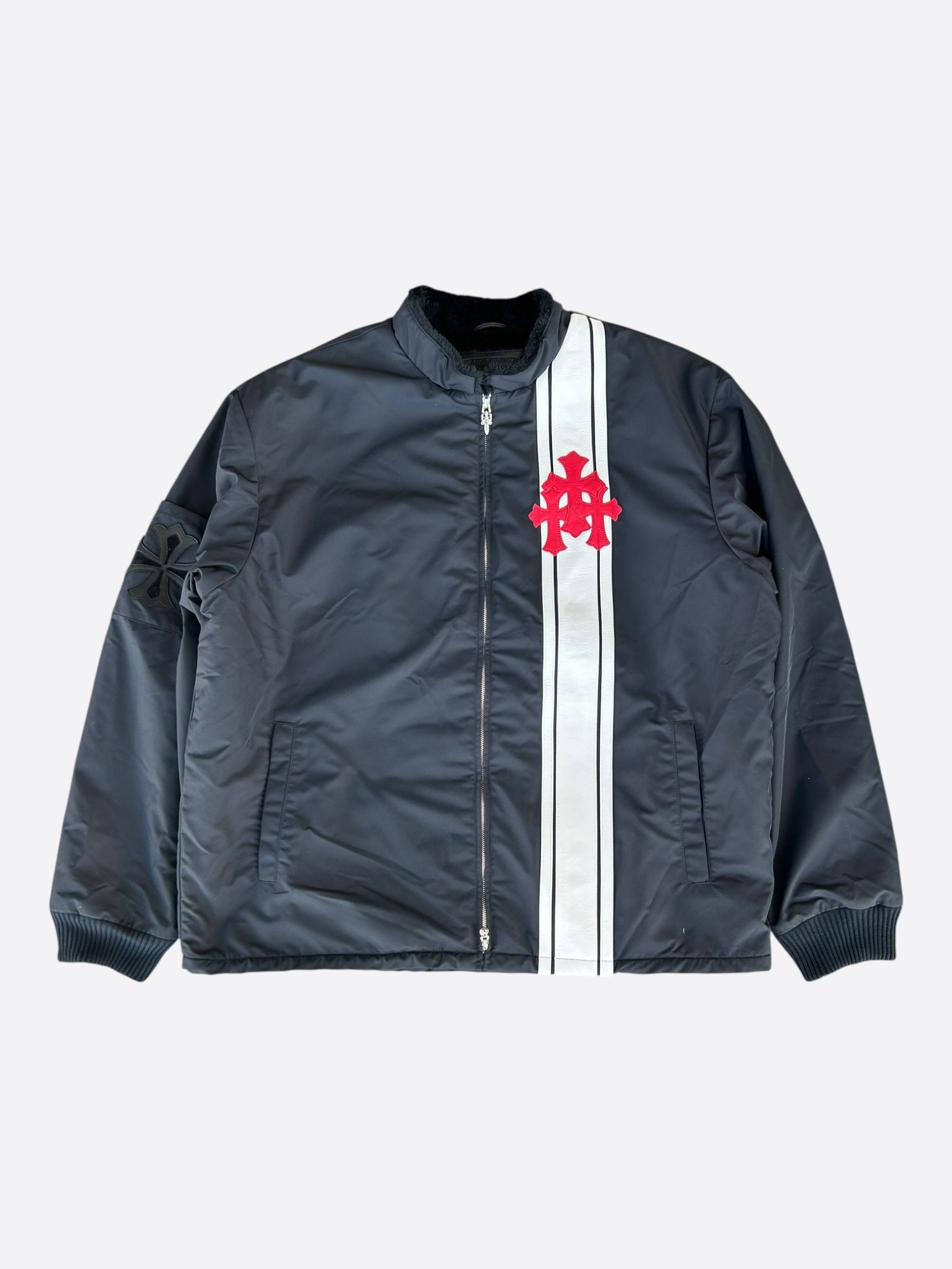 Chrome Hearts Black & White Striped Triple Cross Racing Jacket Size US XL / EU 56 / 4 - 1 Thumbnail