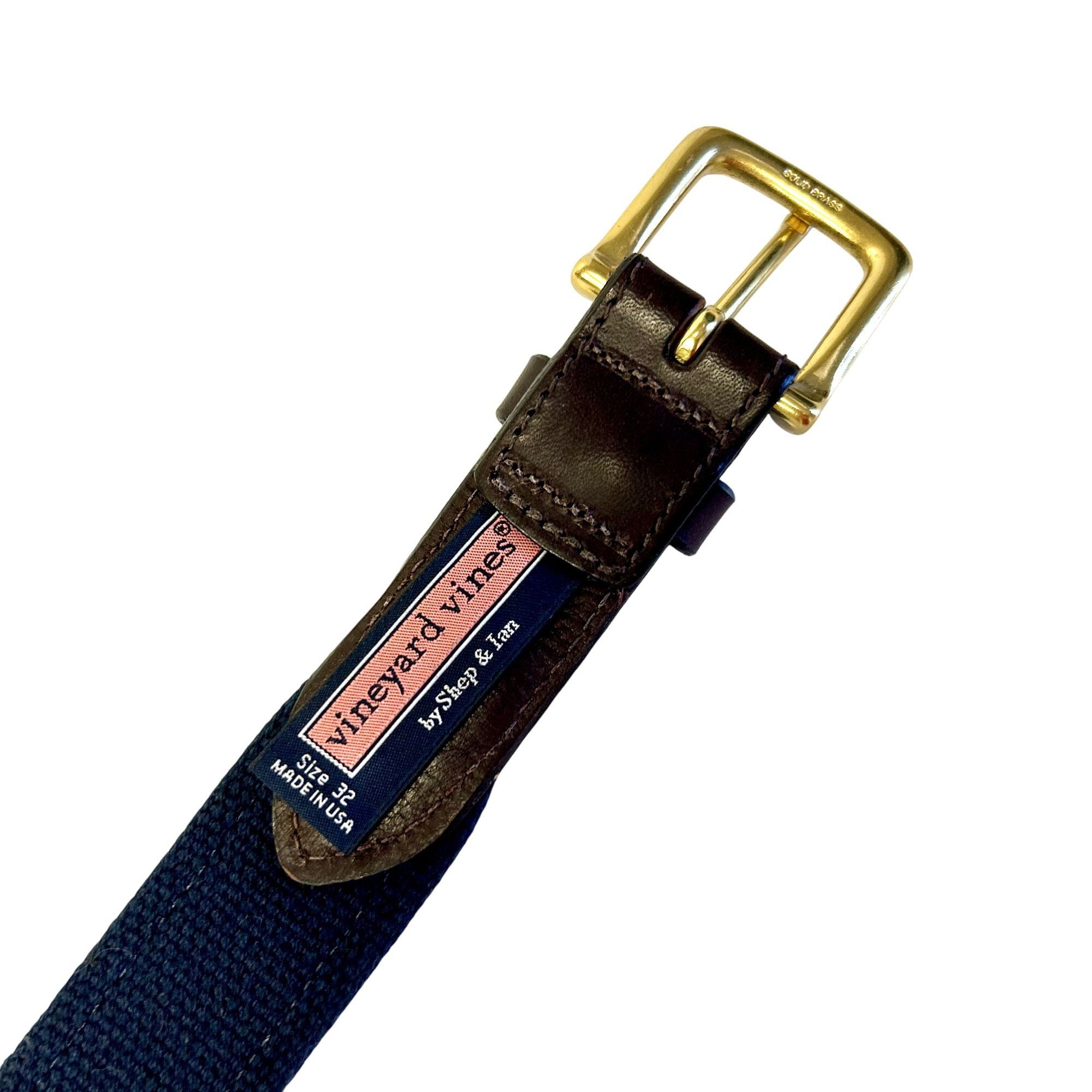 Vineyard Vines Vtg Vineyard Vines USA Blue Cotton Silk WHALES Logo Belt Size 32 - 5 Thumbnail