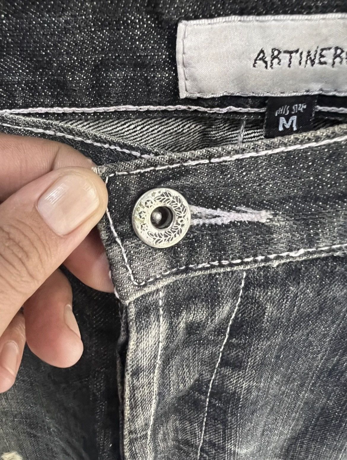 If Six Was Nine 🔥Rare Artinero Patchwork Kapital Inspired Distressed Denim Size US 34 / EU 50 - 11 Thumbnail