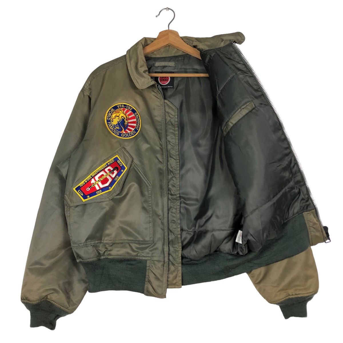 Vintage Vintage Fly Bomber Jacket Riot Riot Lucky Strike Full Patch Size US L / EU 52-54 / 3 - 12 Thumbnail
