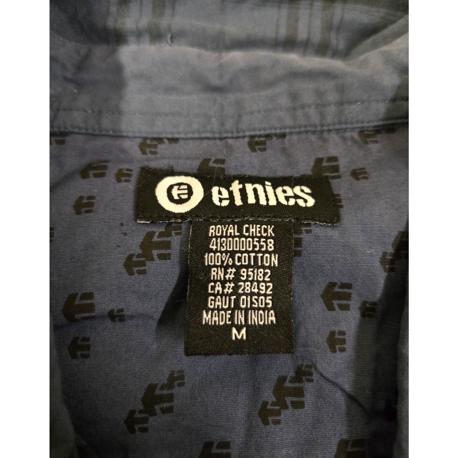 Etnies Etnies Shirt Mens Medium Blue Royal Check Plaid Button Front Short Sleeve Cotton Size US M / EU 48-50 / 2 - 3 Thumbnail