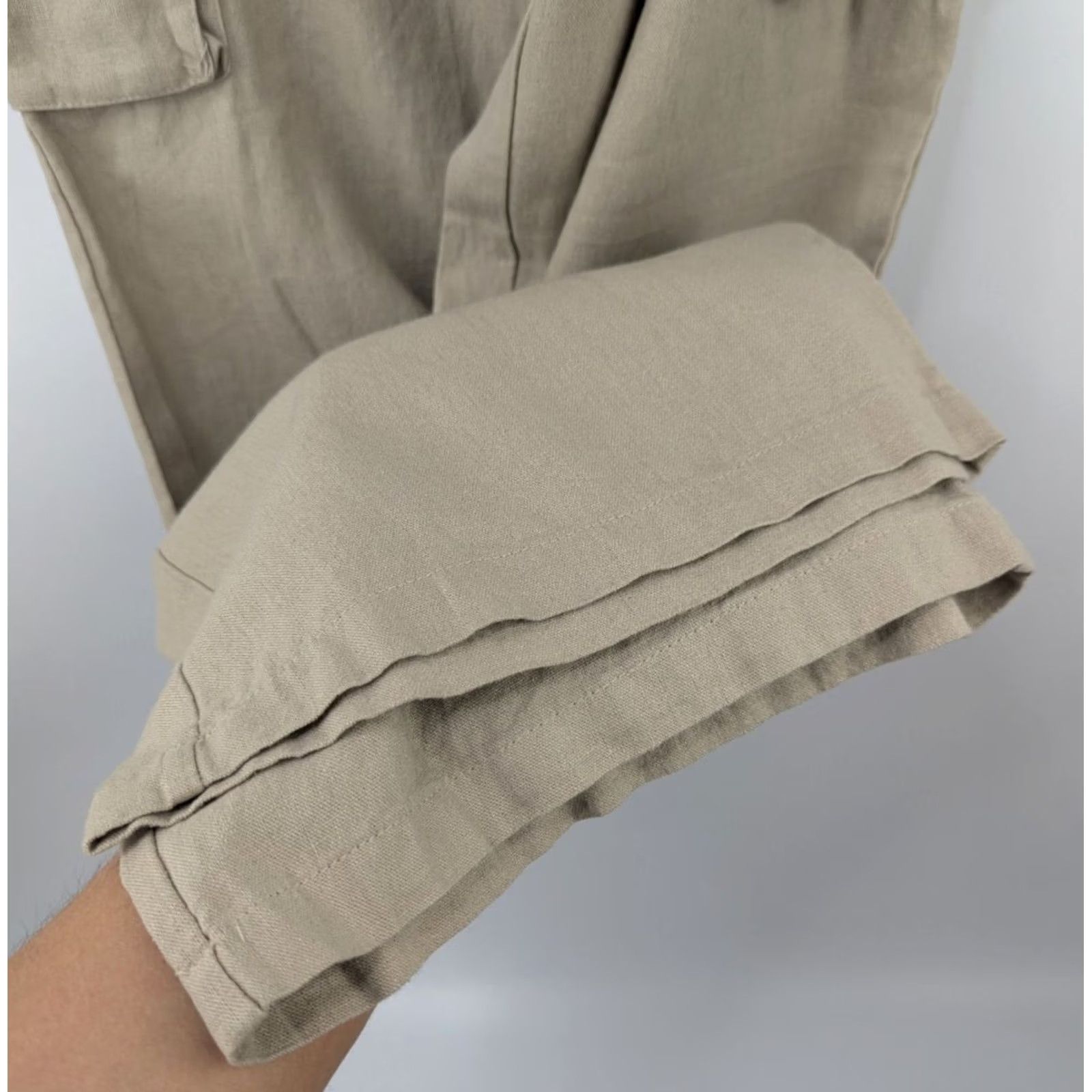 Vintage Tahari Women's Pants Beige Linen Blend Wide-Leg Cargo Size S Regular Coastal Vintage No Size 28" / US 6 / IT 42 - 4 Thumbnail