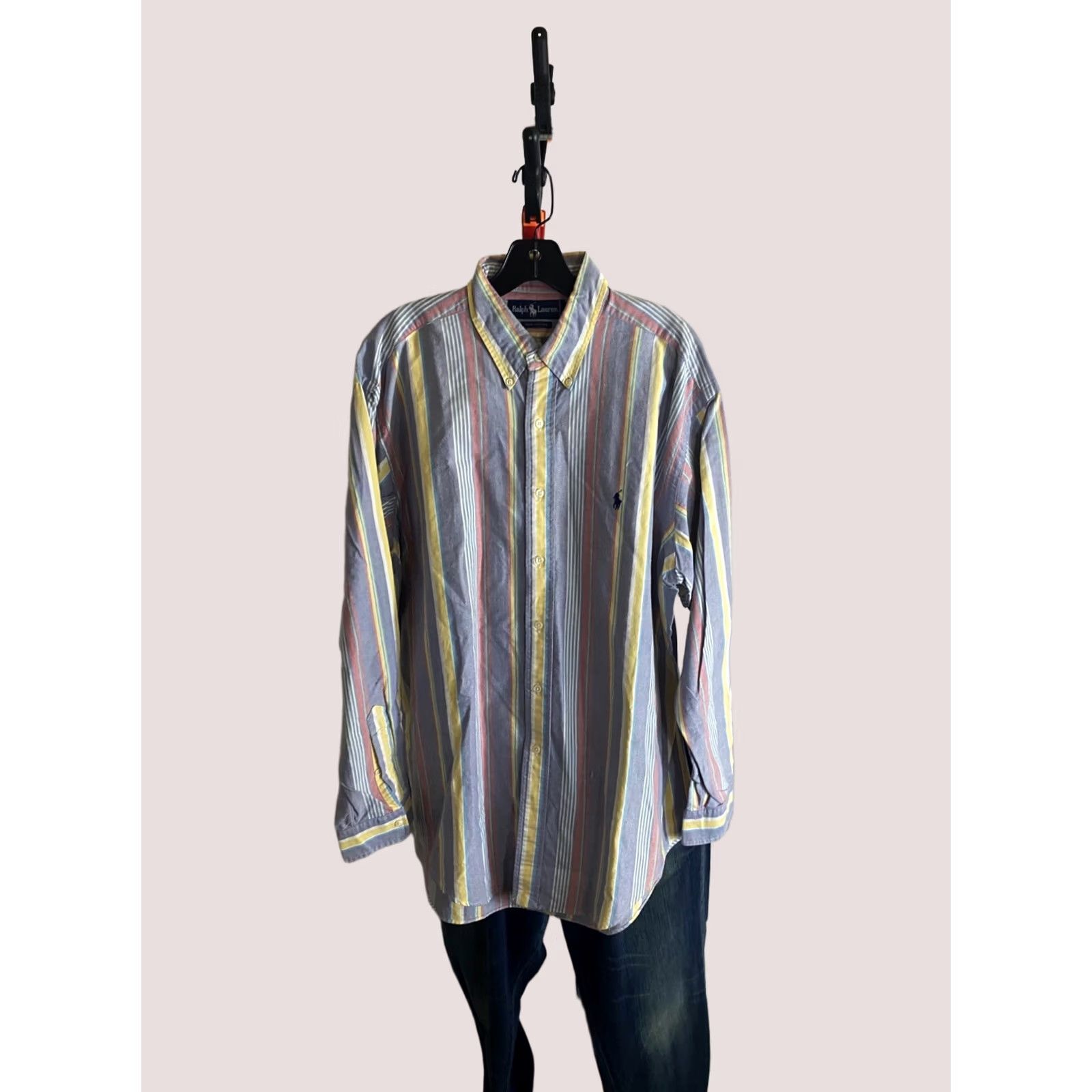 Ralph Lauren Ralph Lauren VTG Retro Stripe LONG SLEEVE SHIRT Men Large L 16.5 x 35 Button-Up Color Sharp Size US L / EU 52-54 / 3 - 1 Thumbnail