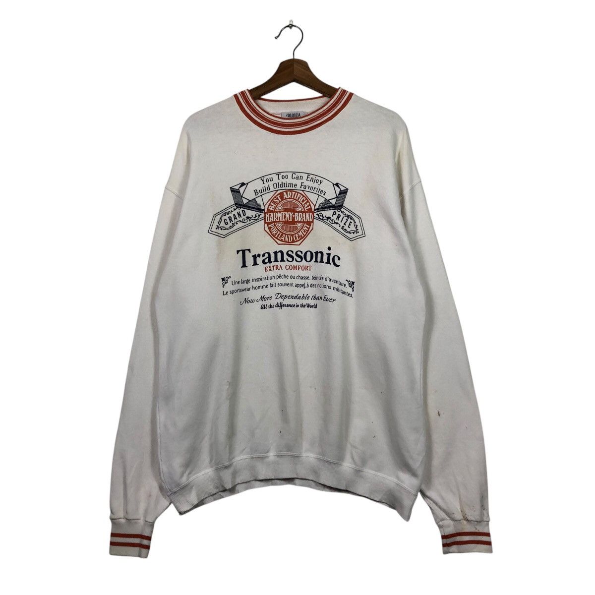 Japanese Brand 90s Transsonic Big Print Sweatshirt — Distressed + Sun-Faded Size US L / EU 52-54 / 3 - 2 Thumbnail