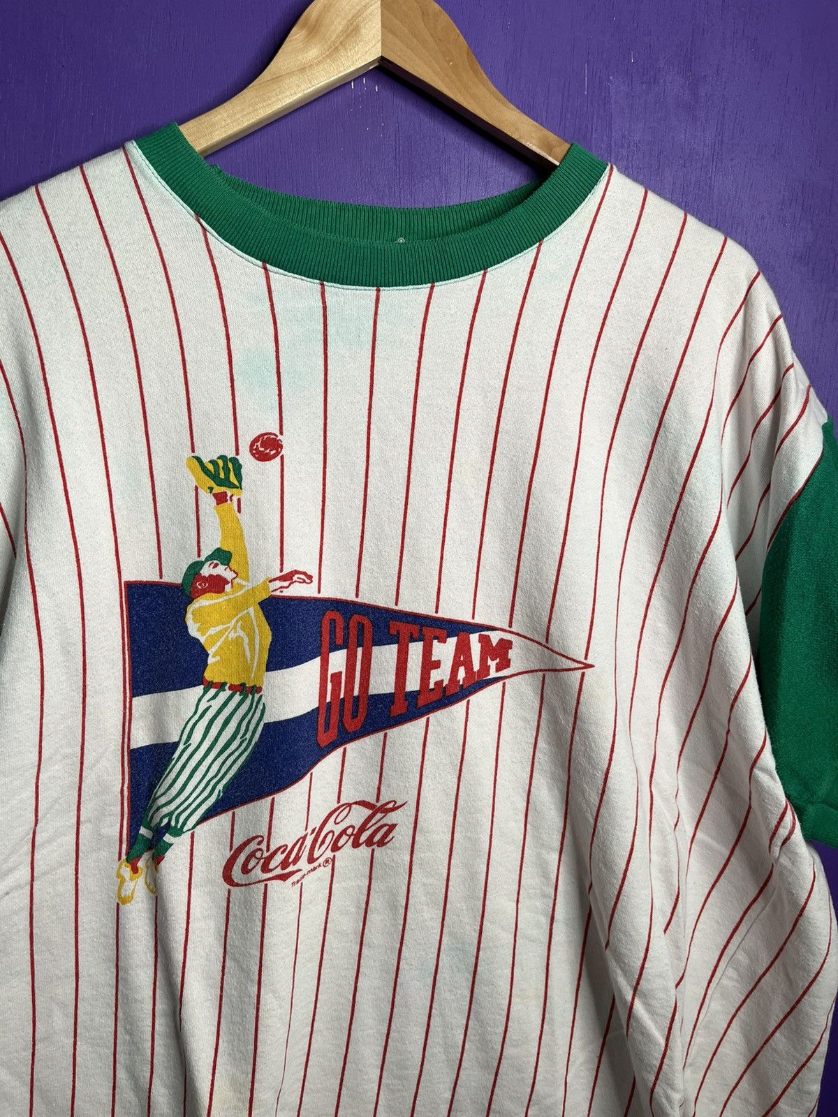 Coca Cola × Vintage Vintage 70s/80s Coca-Cola baseball pinstripe shirt Size US L / EU 52-54 / 3 - 3 Thumbnail
