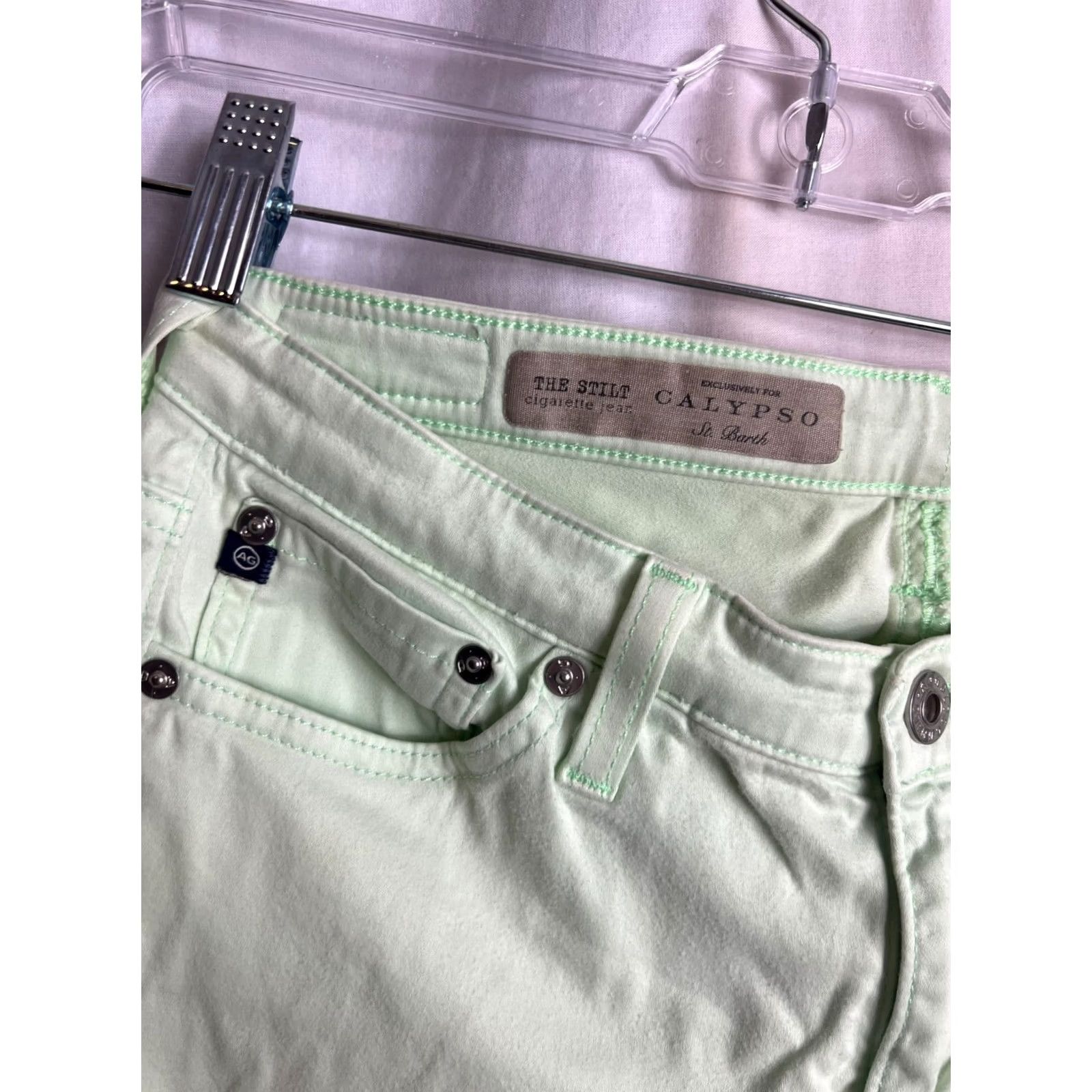 Vintage AG Adriano Goldschmied The Stilt Lime Jean 28R Women Cigarette Leg USA RN104857 Size 28" / US 6 / IT 42 - 2 Thumbnail