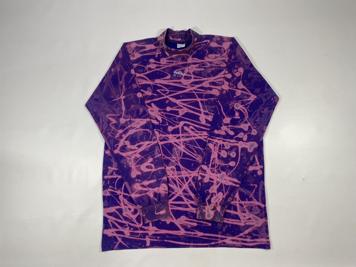 Asics 🔥LASTDROP🔥 Vintage 90s Asics Acid Dyed Mock Neck Sweatshirt Size US XL / EU 56 / 4 - 14 Thumbnail
