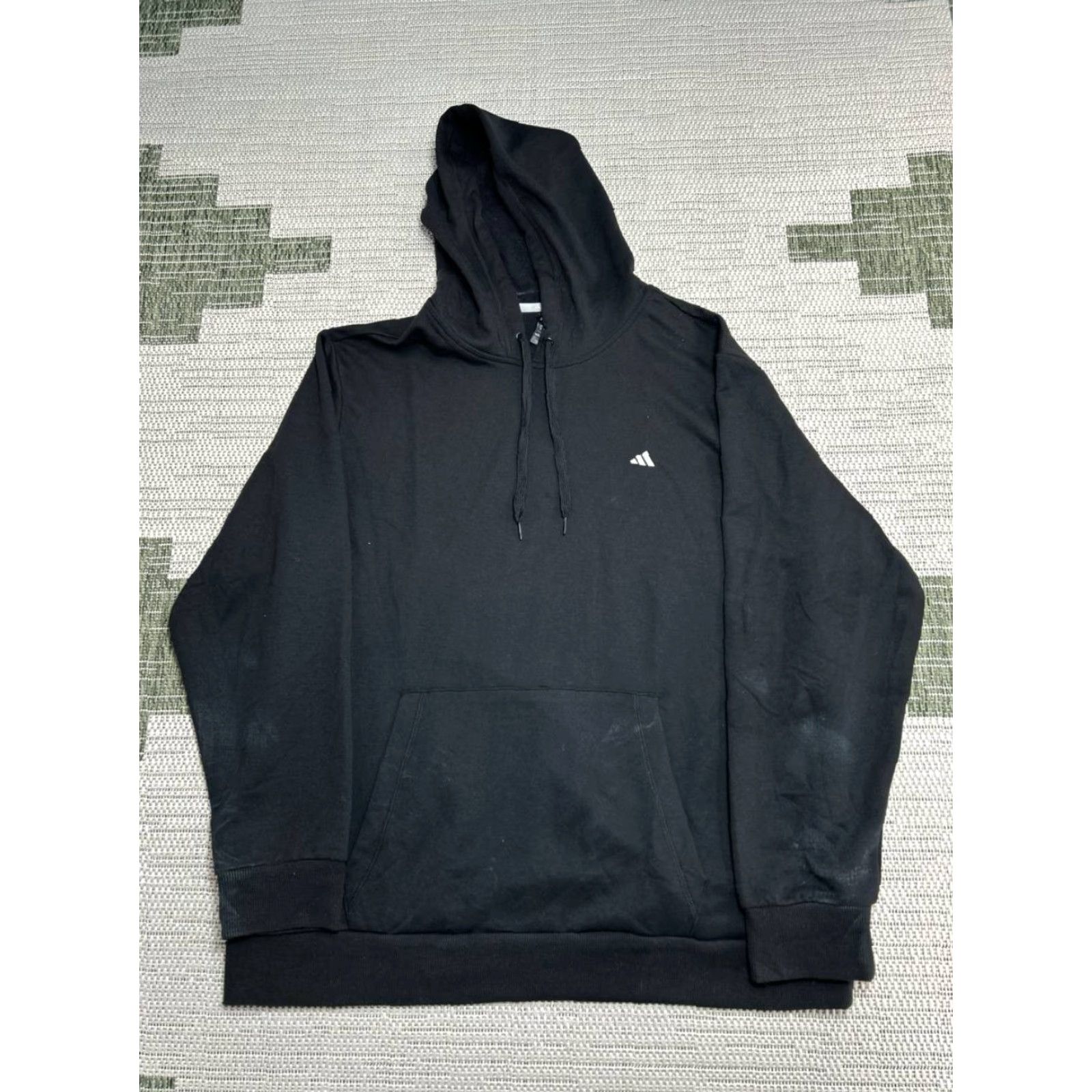 Adidas Adidas Essentials Hoodie Mens XXL Black Logo Cotton Fleece Lined Hooded Pullover Size US XXL / EU 58 / 5 - 2 Thumbnail