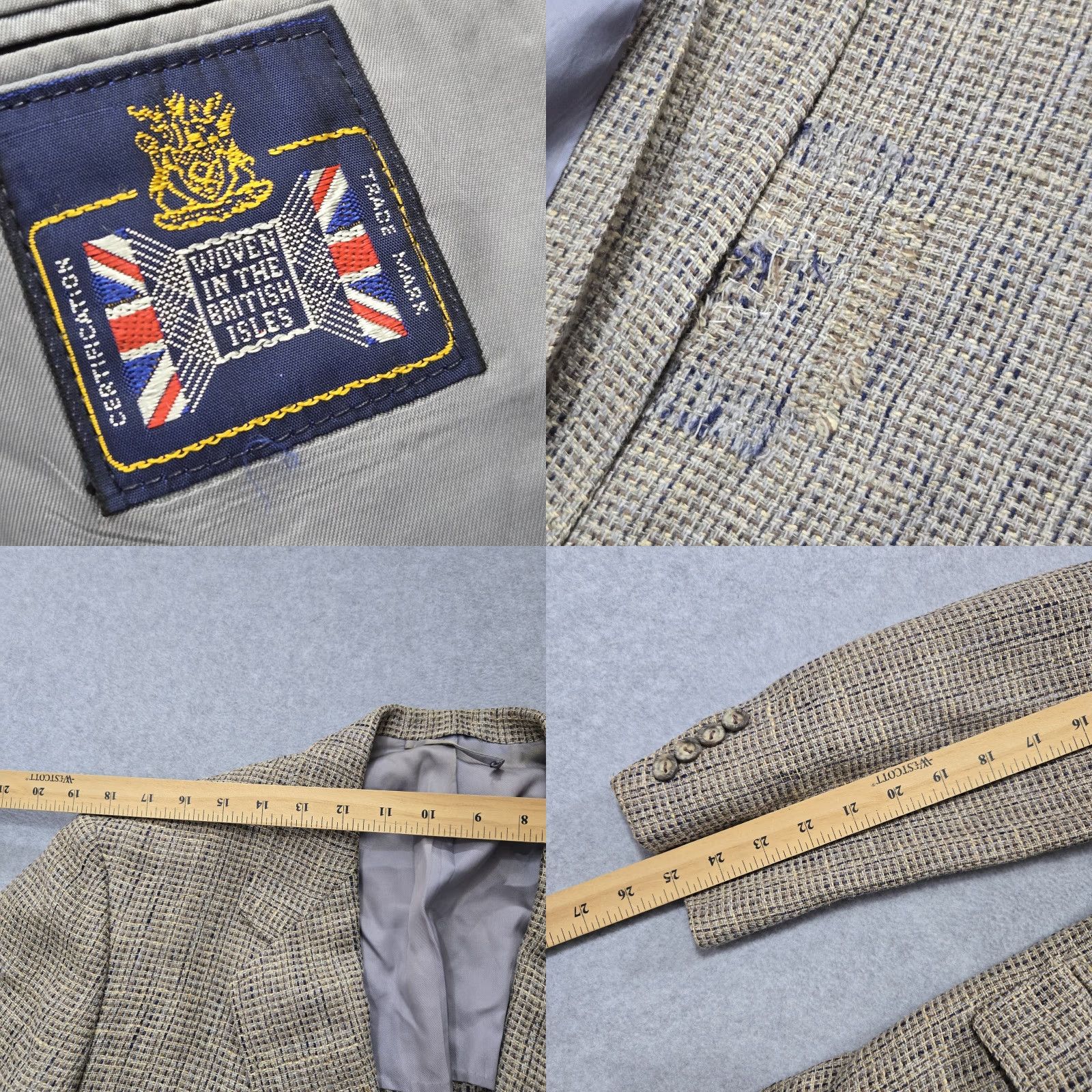 Vintage VINTAGE Hickey Freeman Blazer Mens Large Brown Wool British Isles Check Tweed Jacket Size 44R - 8 Thumbnail