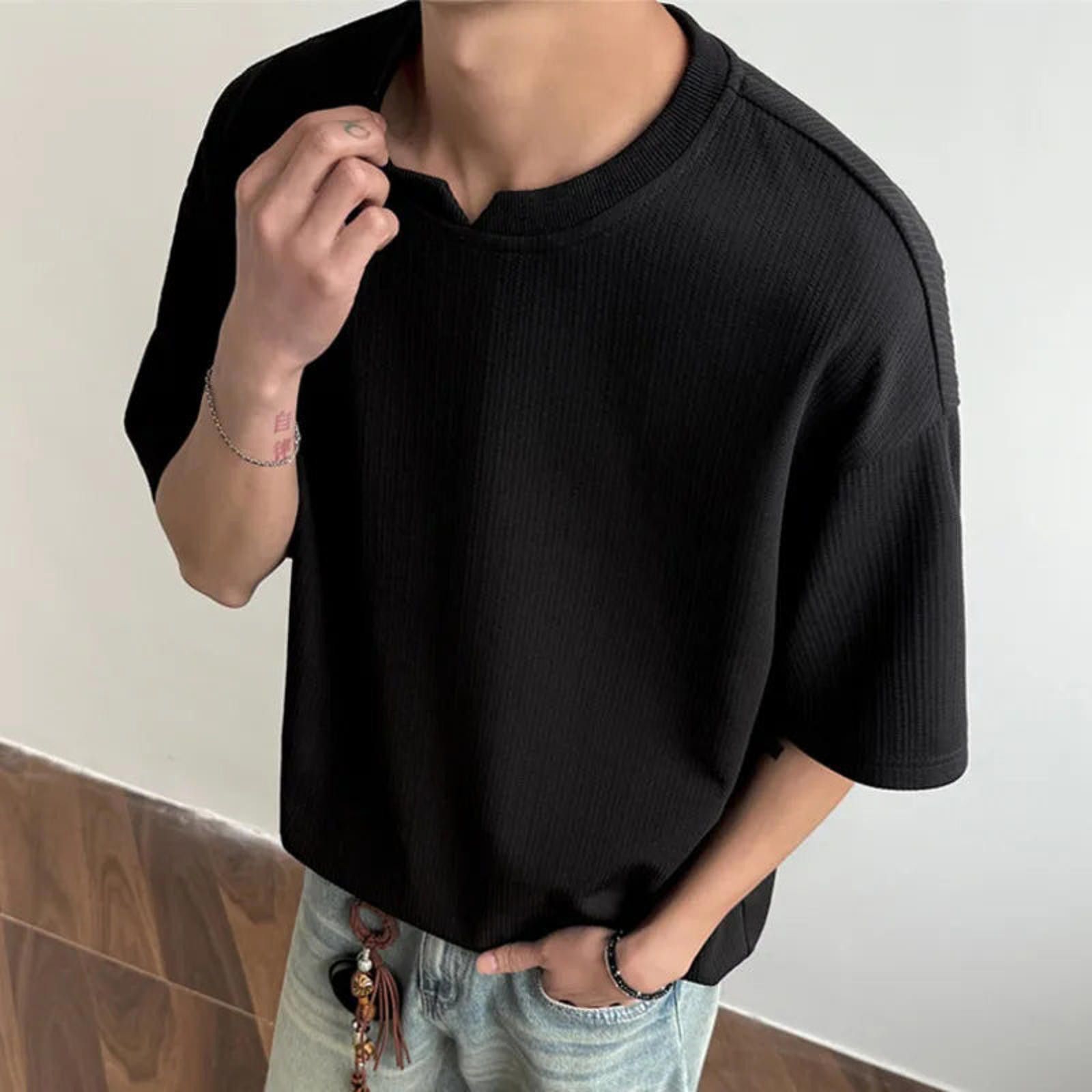 Other Casual Ribbed Short Sleeve Tee - Black Size US M / EU 48-50 / 2 - 3 Thumbnail