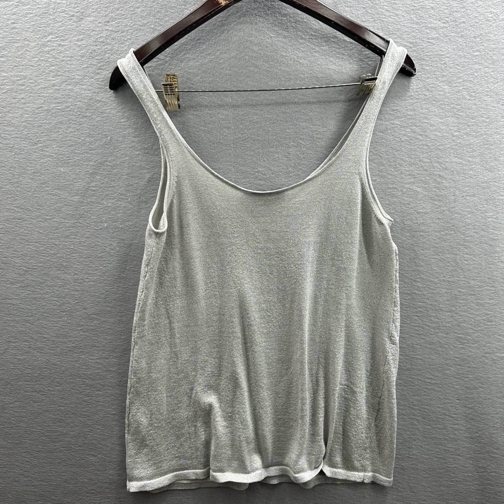 Vintage VINTAGE The Limited Silk Knit Tank Top Womens L Silver Cropped Y2K Silk Tank Womens Luxury Knit Sleeveless Scoop Neck Pullover Wide Strap Size L / US 10 / IT 46 - 5 Thumbnail