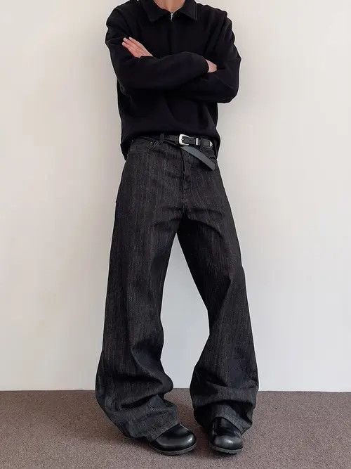 VIBE Oversized Wide Leg Dark Wash Jeans Size US 34 / EU 50 - 3 Thumbnail