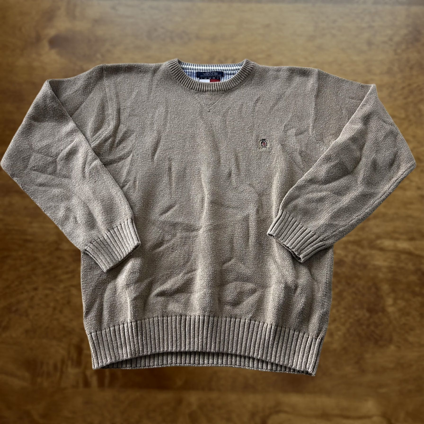 Tommy Hilfiger Tommy Hilfiger Sweater Mens L Beige Crewneck Cotton Knit Pullover Size US L / EU 52-54 / 3 - 1 Thumbnail