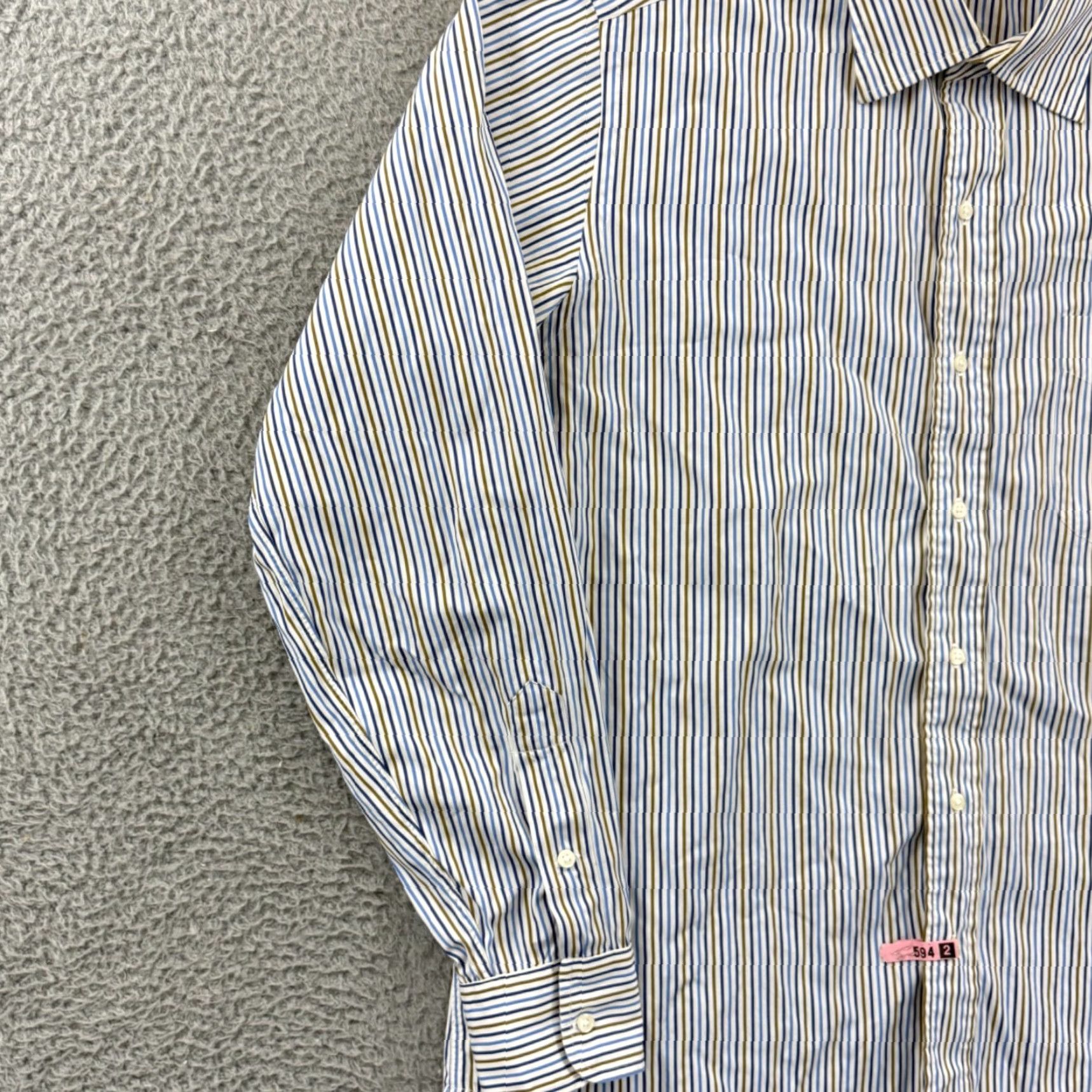 CO Carroll & Co Shirt Men’s Medium Blue Striped Button Up Long Sleeve Preppy Italy Size US M / EU 48-50 / 2 - 4 Thumbnail