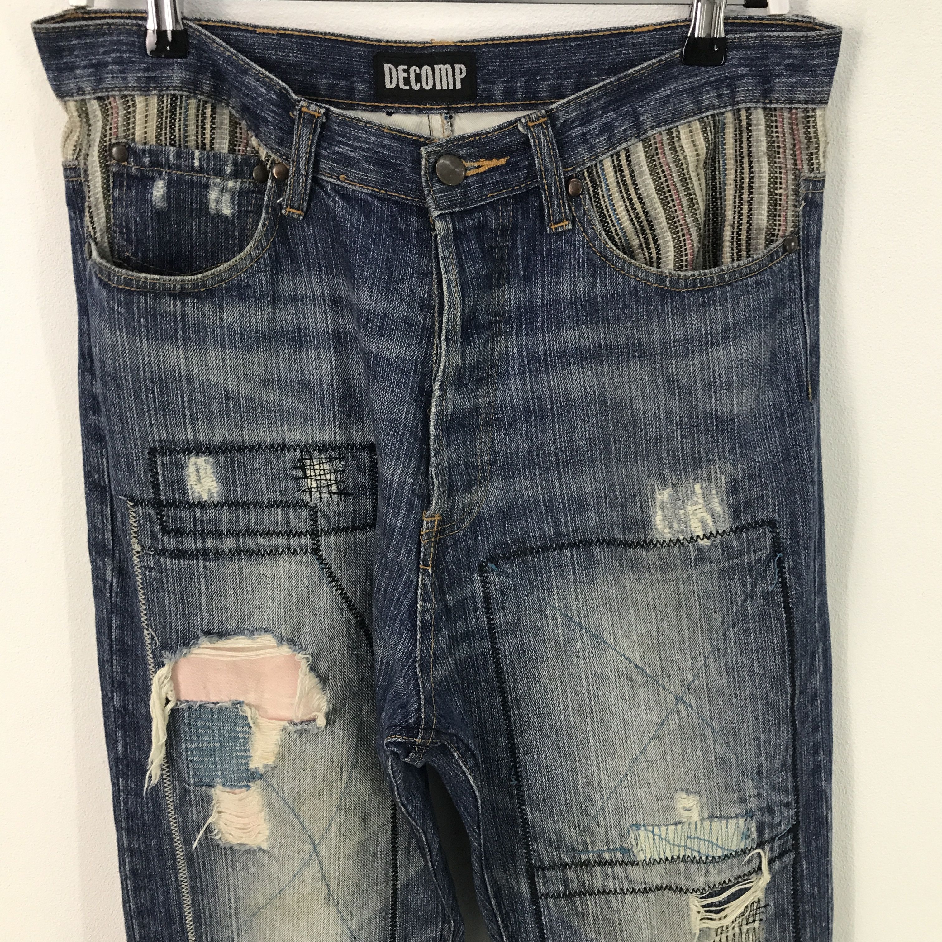 Japanese Brand Rare decomp Japan patchwork design distressed style pants Size US 31 - 2 Thumbnail
