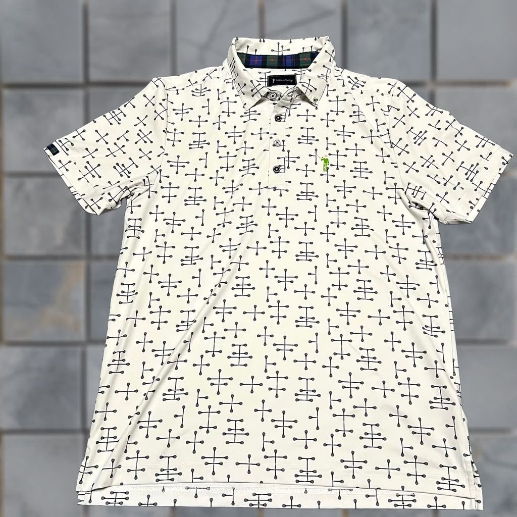 Vintage William Murray Polo Shirt Mens Medium White Performance Golf Geometric Size US M / EU 48-50 / 2 - 1 Thumbnail