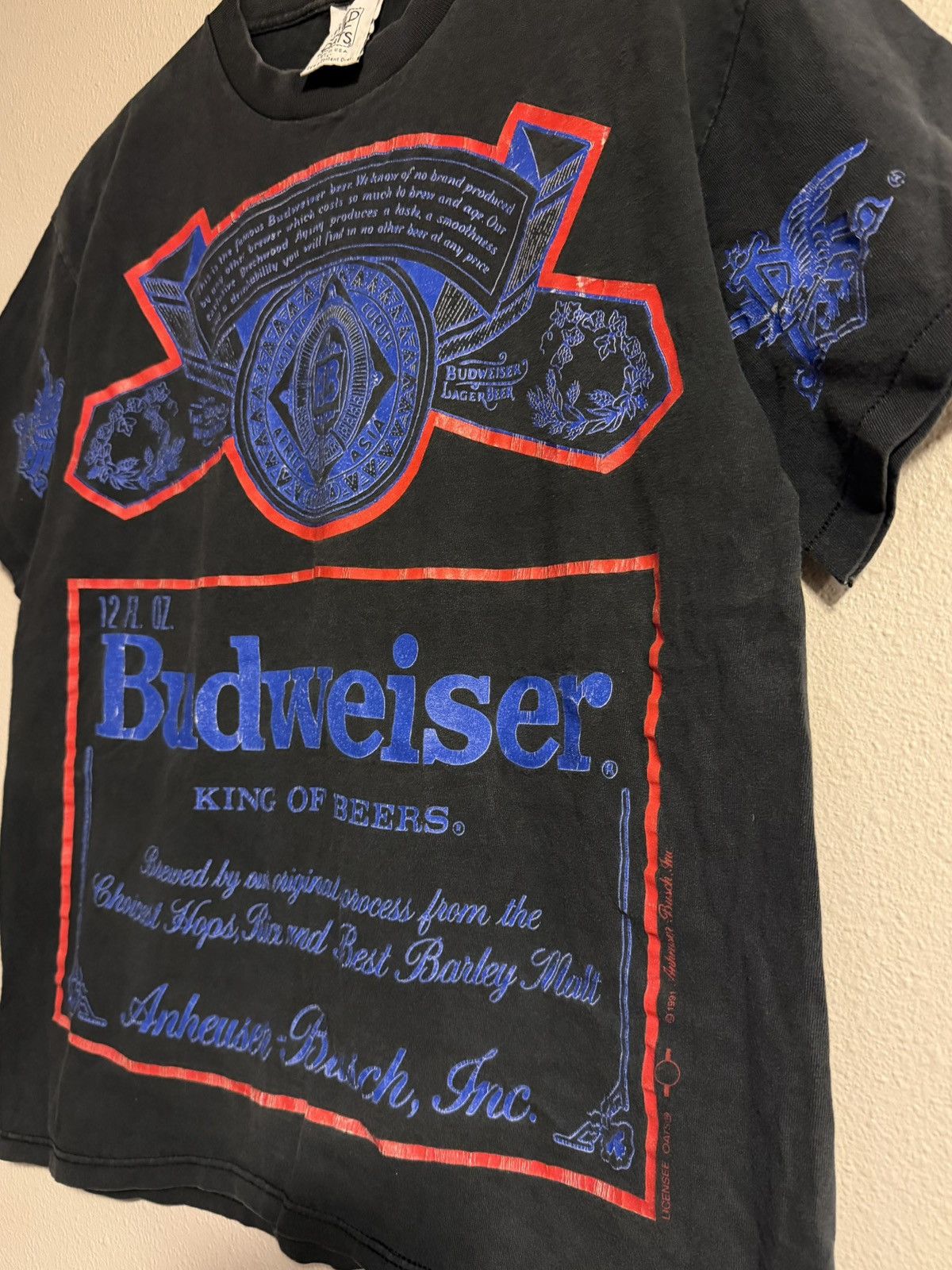 Budweiser Rare vtg 90s Budweiser wild oats AOP shirt single stitch Size US L / EU 52-54 / 3 - 3 Thumbnail