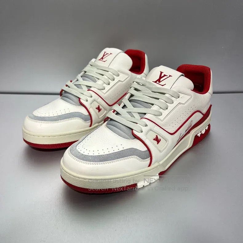 Louis Vuitton Louis Vuitton Trainer White and Red Patchwork Board Shoes Size US 8.5 / EU 41-42 - 1 Thumbnail