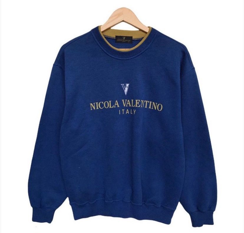 Valentino Vintage Nicola Valentino Spellout Logo Navy Sweatshirt Size US M / EU 48-50 / 2 - 1 Thumbnail